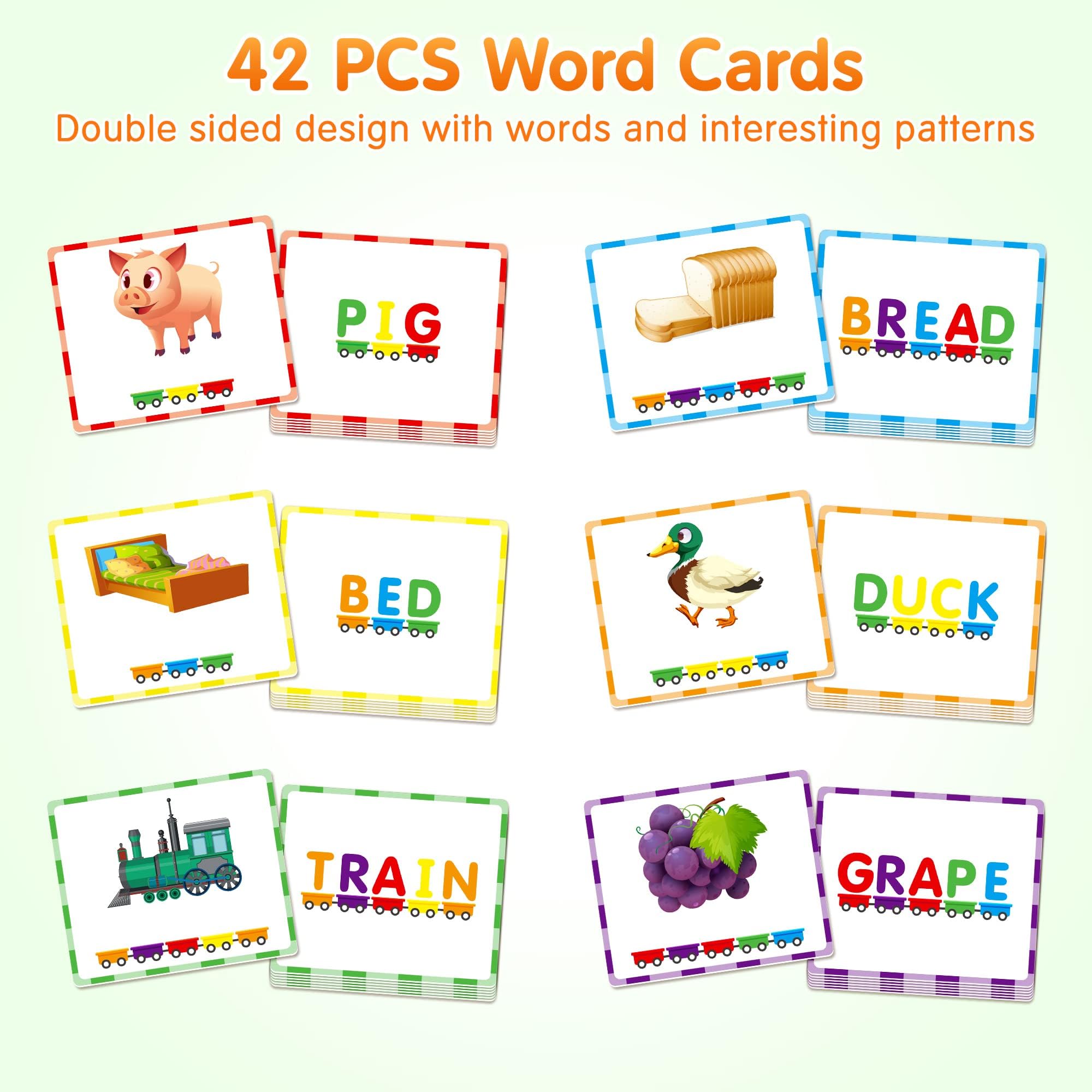 Vanmor 27 PCS Magnetic Wooden Alphabet Train Set | ABC Letter Learning Toy with 42 Flash Cards, Engine & Storage Bag | Educational Toys for Toddlers Ages 3-7 | Preschool Learning, Homeschool & Classroom Activities