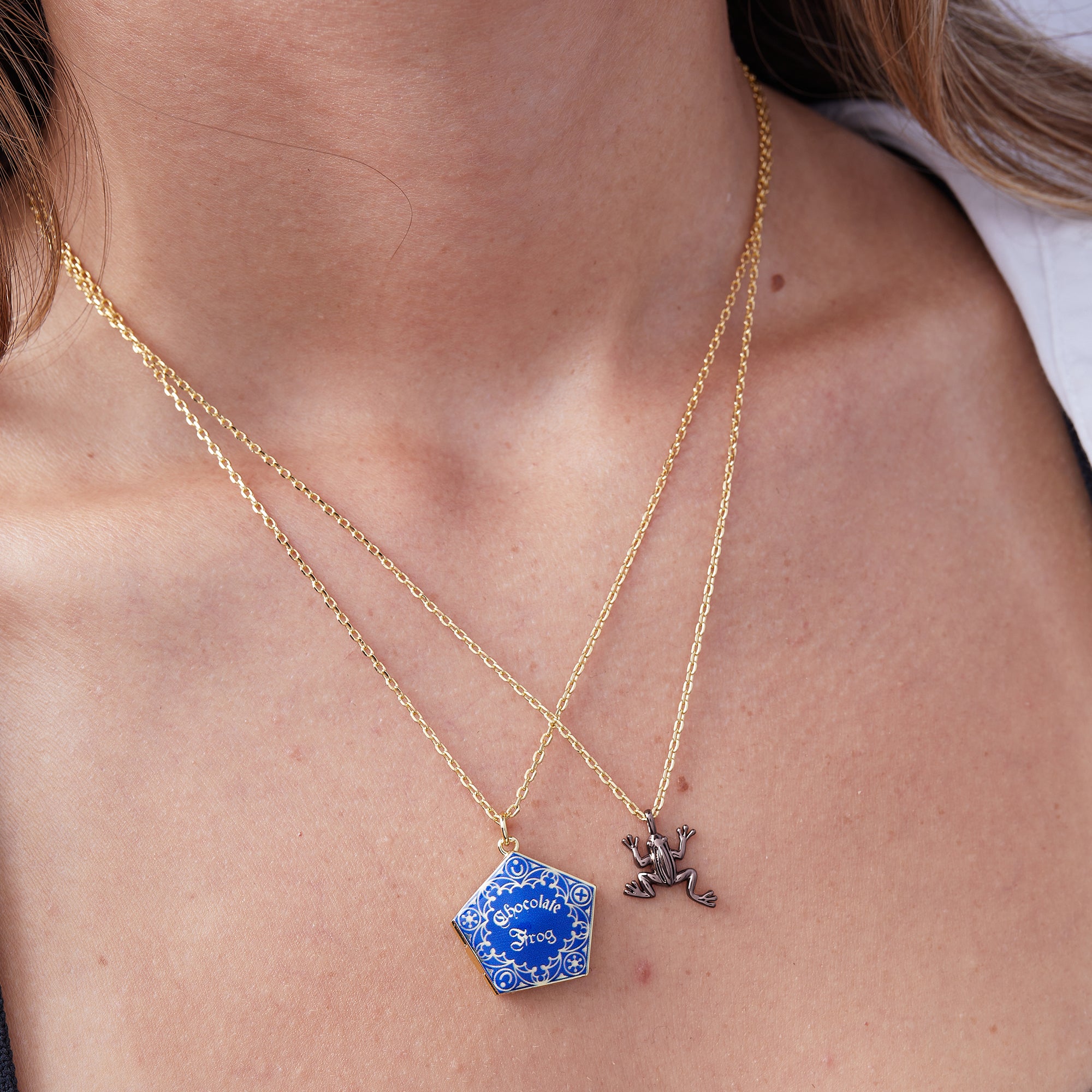 Harry Potter™ Chocolate Frog Necklace Set - Golden Snitch Pendant & Hogwarts House Charms - Perfect for Cosplay, Gift Giving & Wizarding World Fans