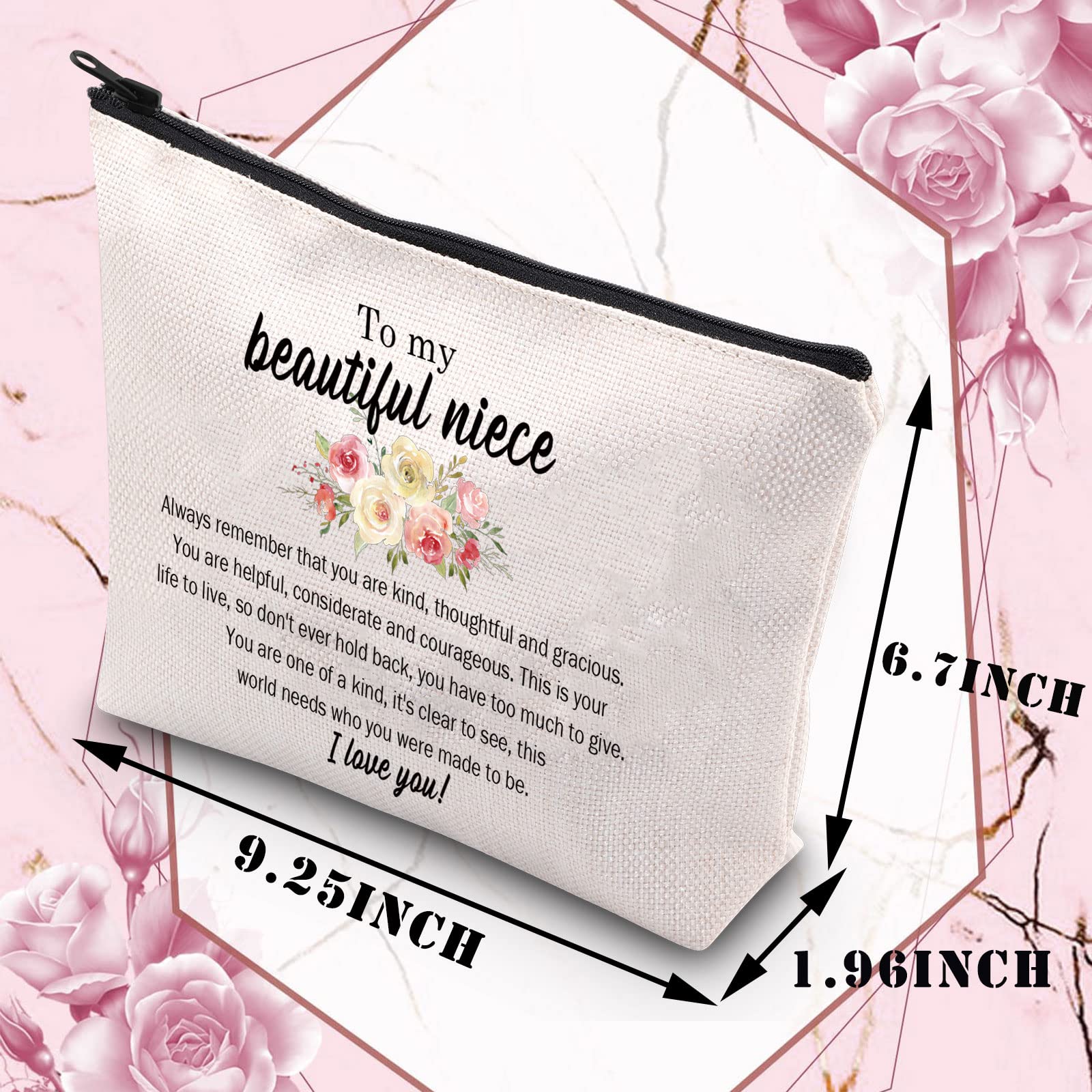 My Niece Makeup Bag - Cute Travel Cosmetic Pouch for Girls, Perfect Birthday Gift from Aunt & Uncle | Encouragement Present for Niece | Ideal for Travel, School & Sleepovers