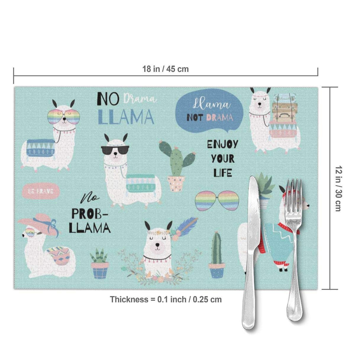 Premium Blue Alpaca Placemats Set of 6 - 12x18 Inch Washable & Easy Clean Table Mats for Dining Room, Kitchen Decor | Perfect for Everyday Meals, Dinner Parties & Holiday Gatherings