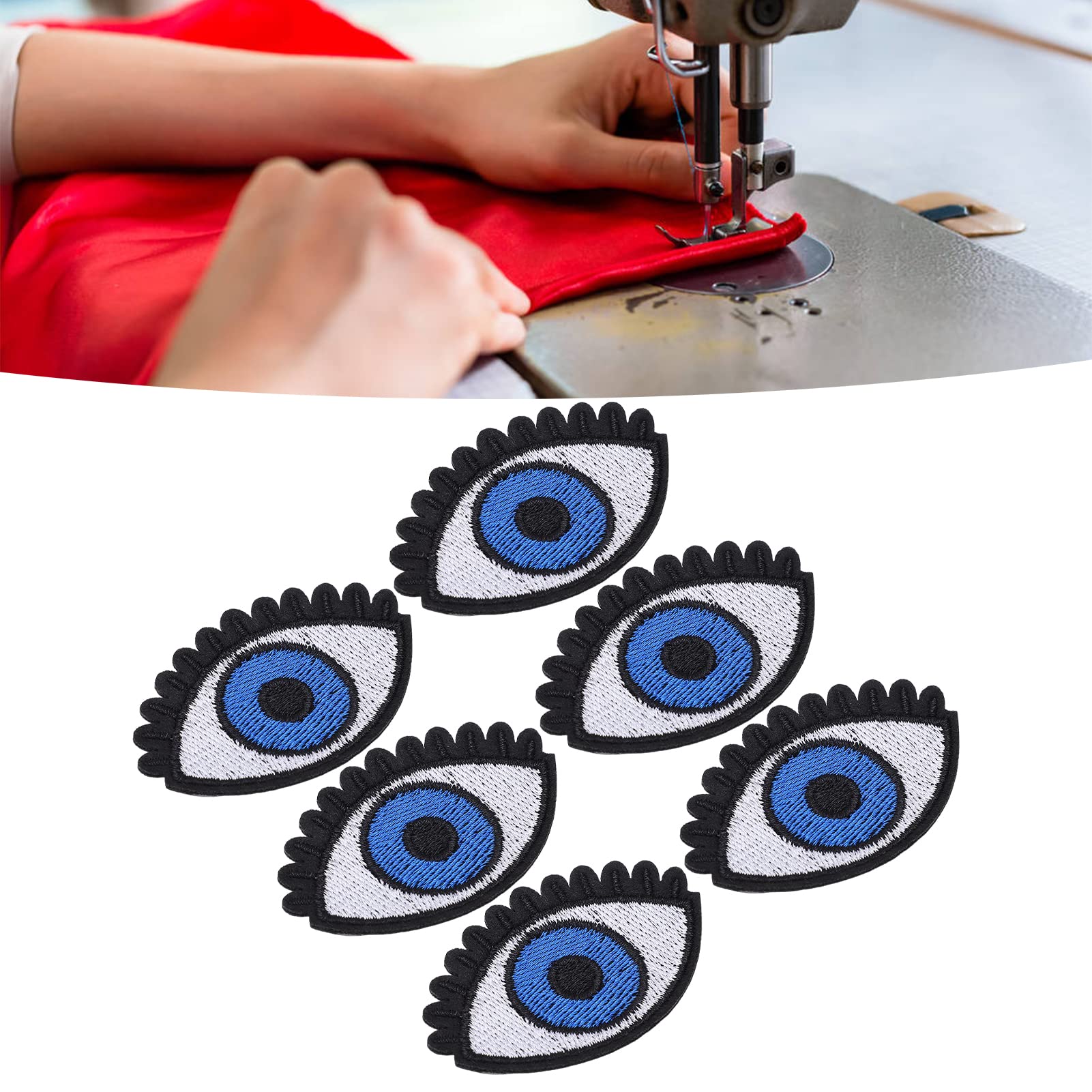 Cyrank 6-Piece Vintage Eye Iron-On & Sew-On Cotton Patches for DIY Clothing, Jackets, Bags & Denim Upgrades