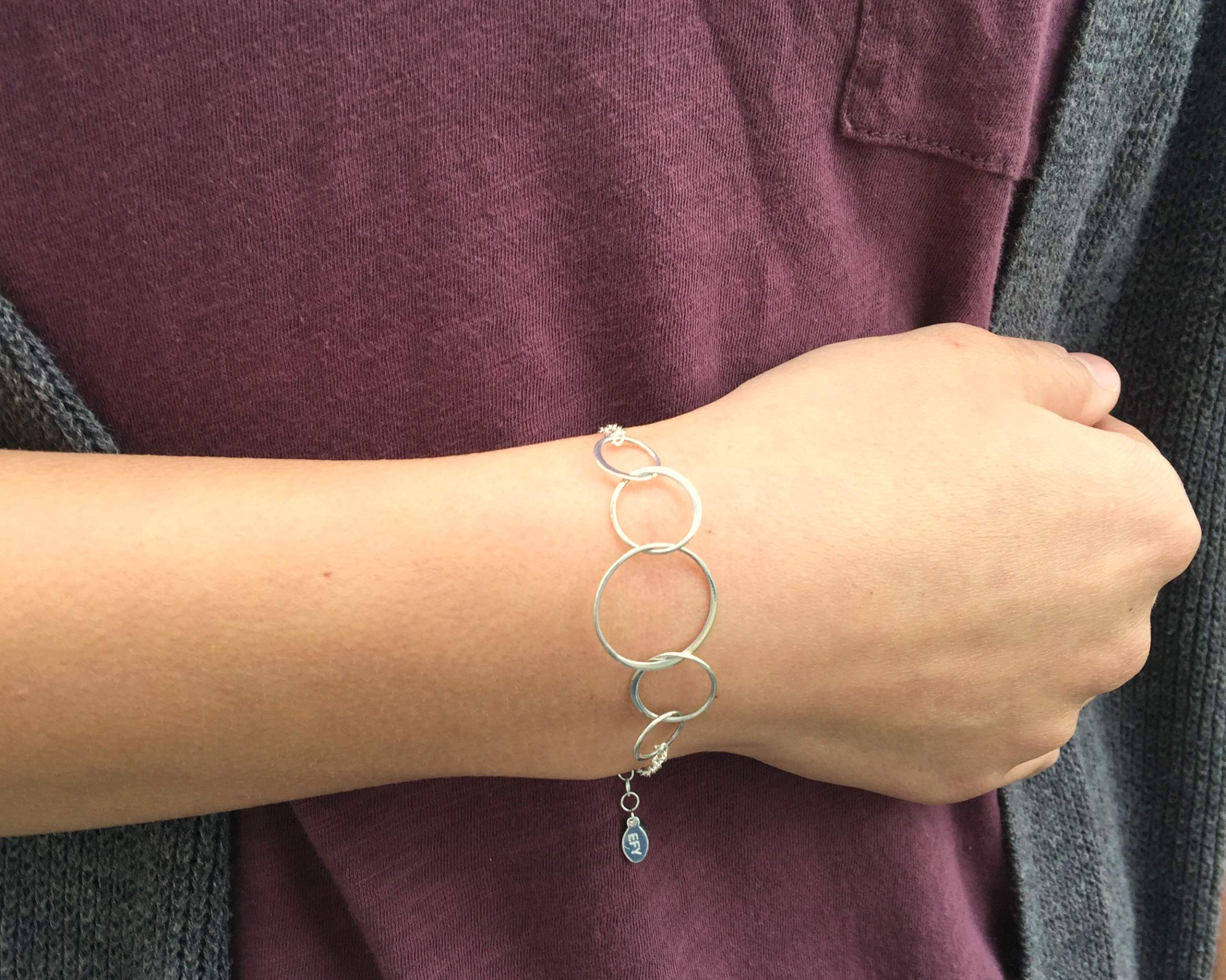 EFYTAL 50th Birthday Gifts for Women - 925 Sterling Silver 5 Circle Ring Bracelet, Elegant Jewelry for Sister, Mom, Wife - Perfect 50 Year Old Birthday Present for Parties, Anniversaries & Special Occasions