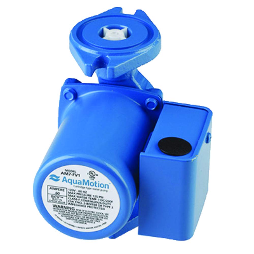 AquaMotion Hot Water Cast Iron Circulating Pump with Check Valve - Blue (Model 70612) | High Efficiency Hydronic Heating System Pump for Home Boiler, Radiator & Floor Heating Systems