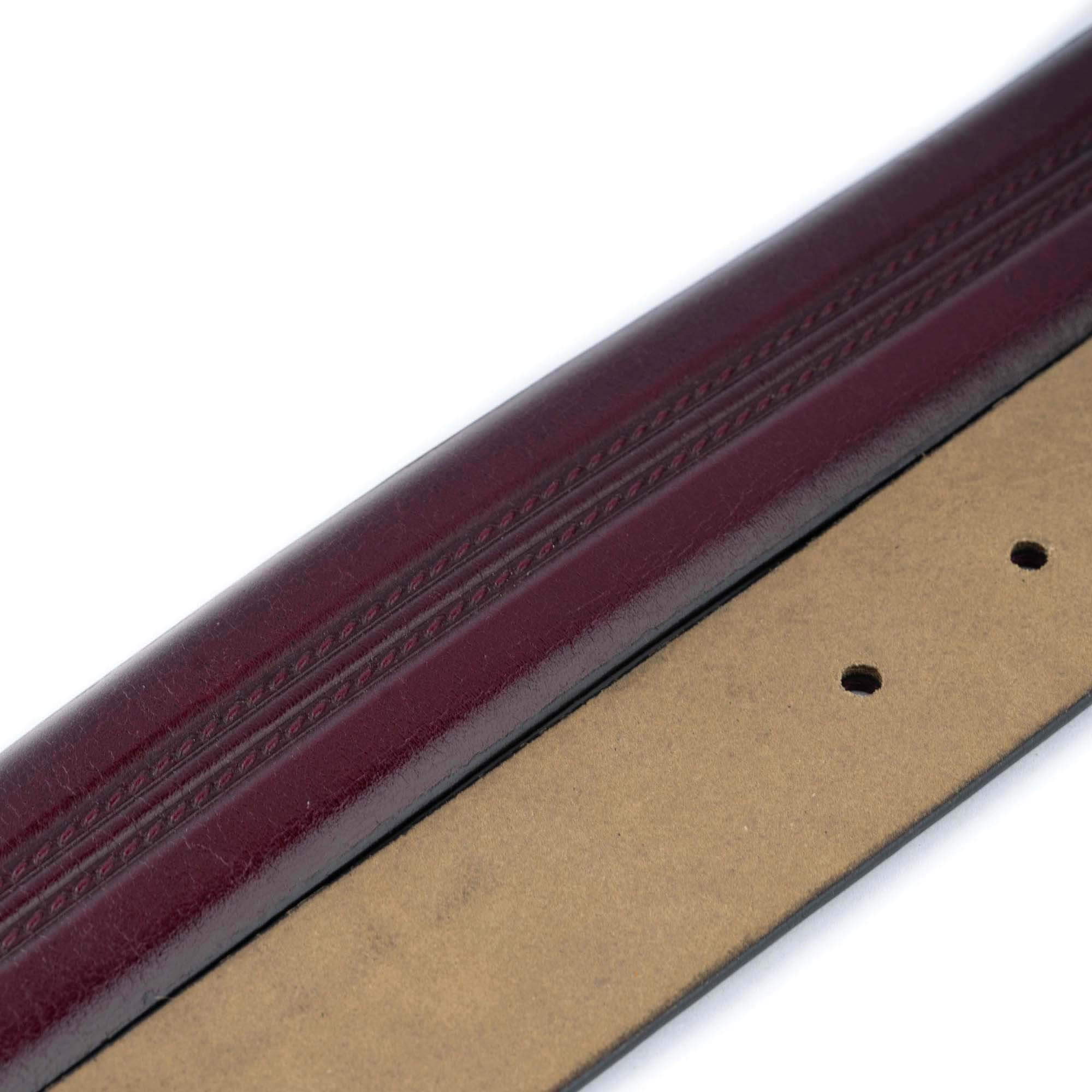 Premium Burgundy Genuine Calfskin Leather Belt for Men - Designer Embossed Strap Compatible with Dunhill Buckles | Formal Wear, Business Attire & Special Occasions