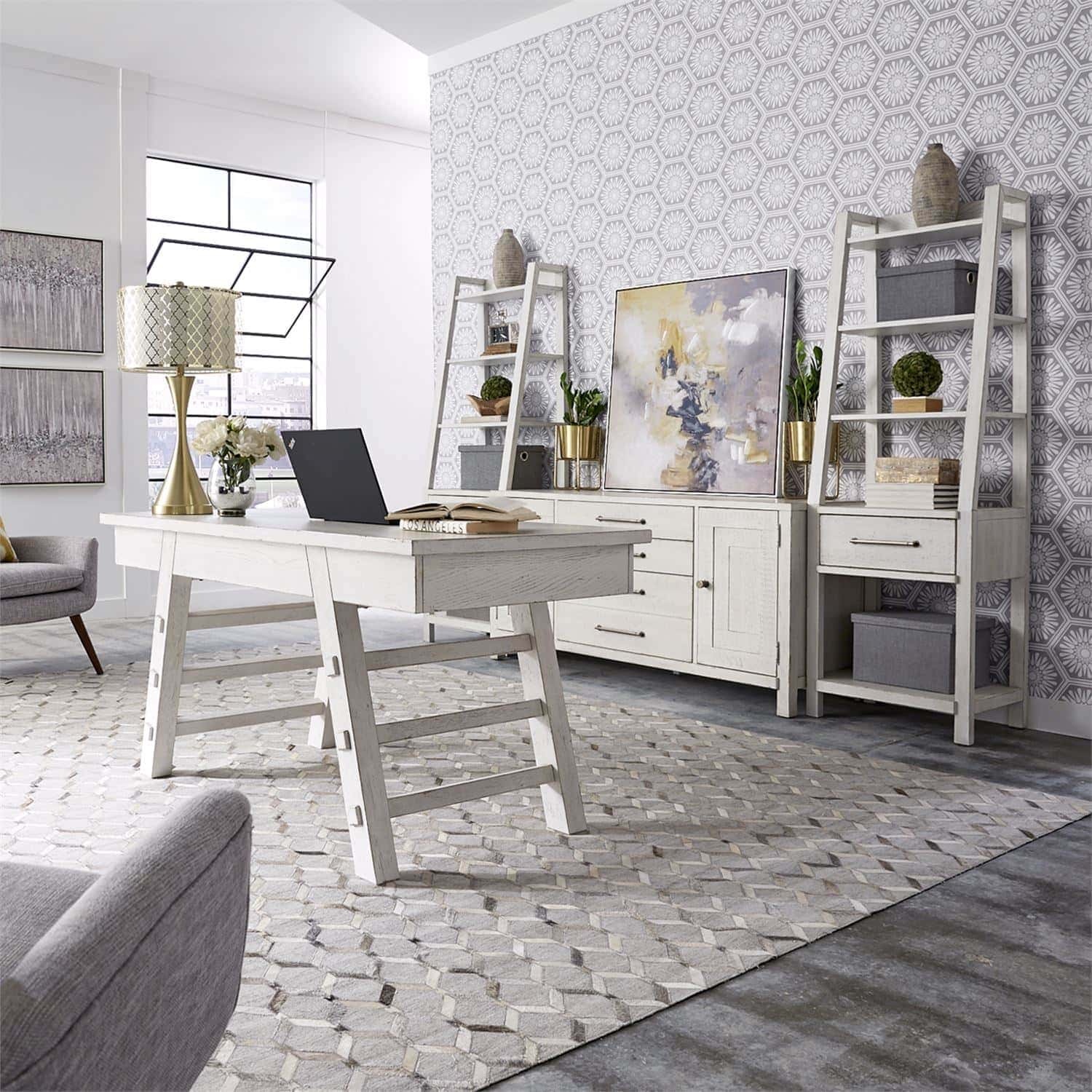 Modern Farmhouse Office Desk - Rustic Wooden Writing Table with Storage Drawers for Home & Workspace - Perfect for Remote Work, Study & Creative Projects