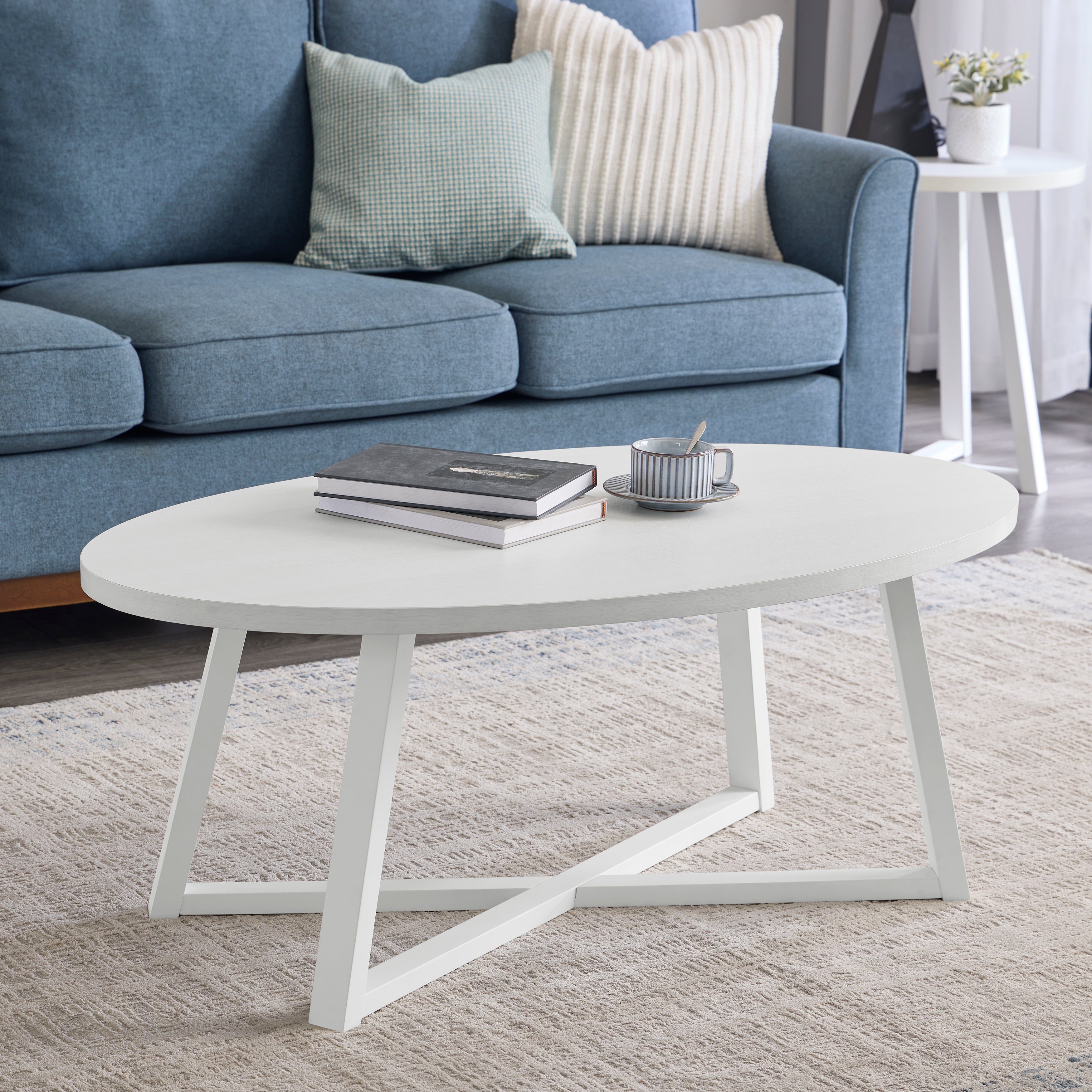 Modern Harmony Wood Oval Coffee Table - Roundhill Furniture - Stylish & Durable Living Room Centerpiece for Home Decor