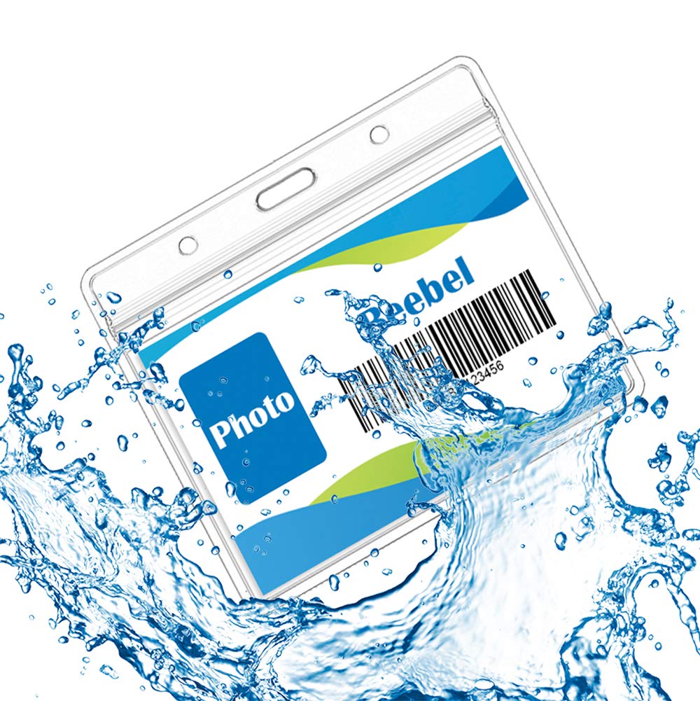 Beebel 50Pcs Waterproof ID Card Holder with Lanyards - Office & Event Use