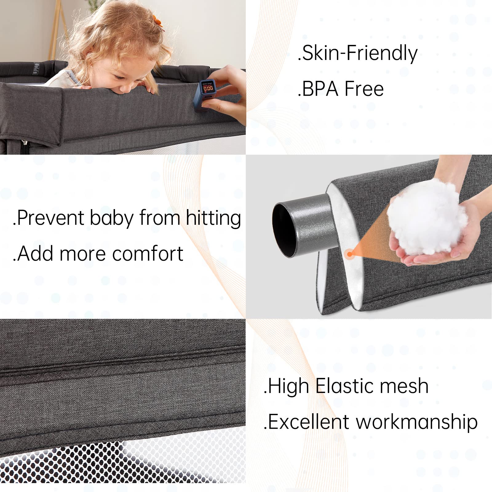 Foldable Baby Playpen with Bottom - 79x59in Large Play Yard Center, Baby Gate & Fence Play Area for Toddlers & Kids (Black) - Perfect for Indoor Playtime, Nursery Safety & Childproofing Your Home