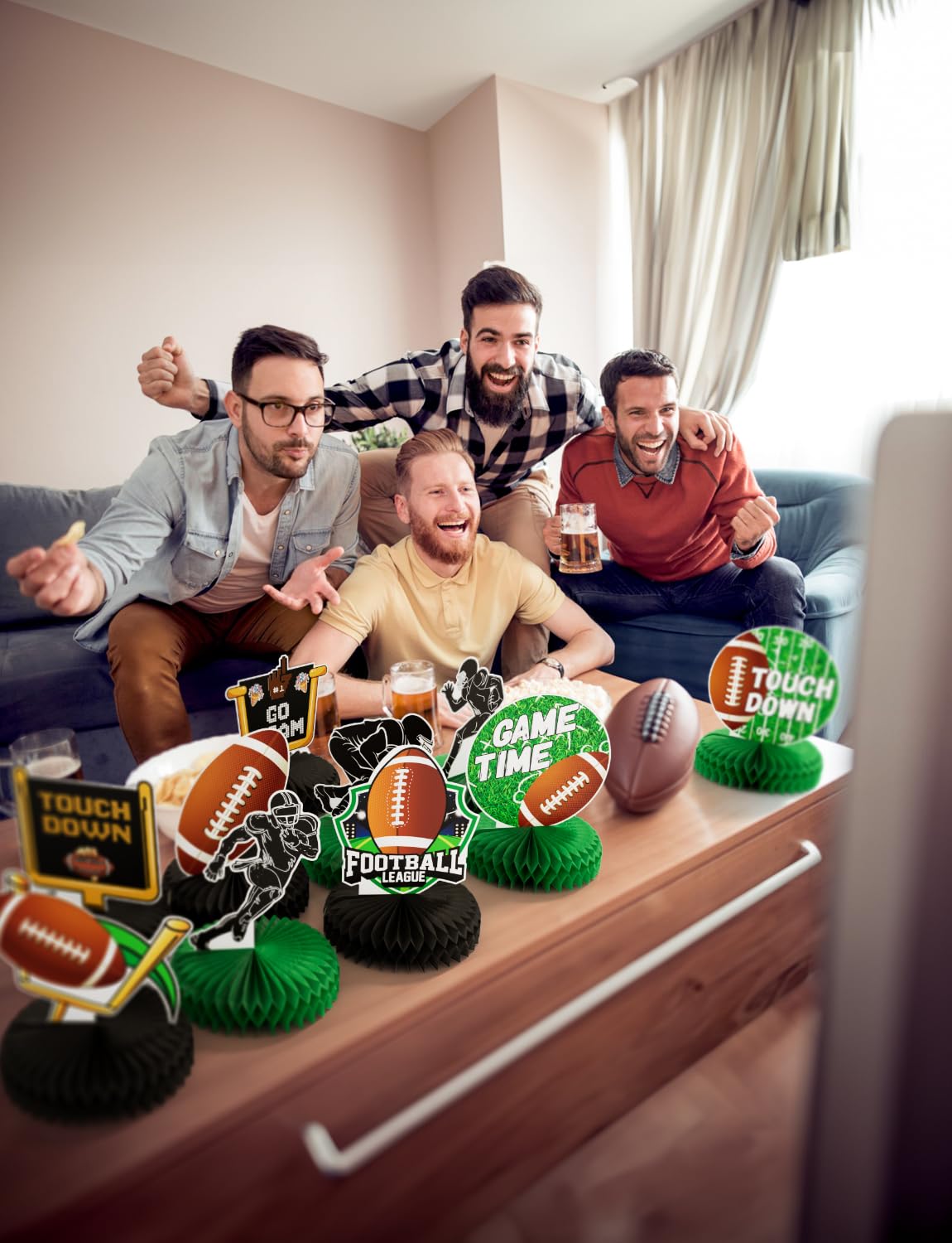 10Pcs Football Party Decorations - Football Honeycomb Centerpieces for Table, Birthday, Baby Shower & Tailgate Party Supplies | Perfect for Game Day Decor, Football Themed Events & Sports Fan Celebrations