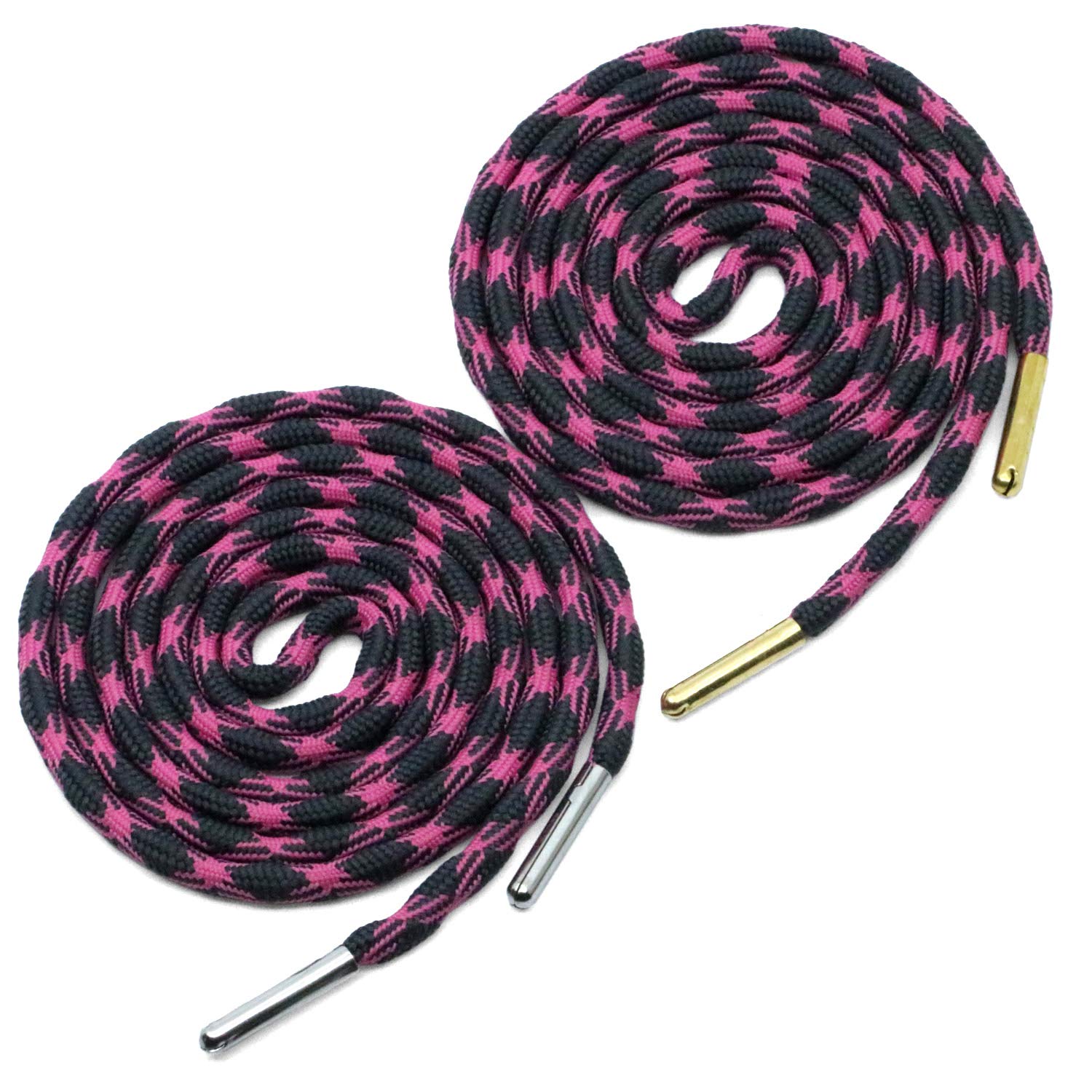 YJRVFINE 2 Pair Non-Slip Thick Round Hiking Boot Laces with Metal Tips - Durable Shoelaces for Outdoor Hiking, Trekking & Work Boots