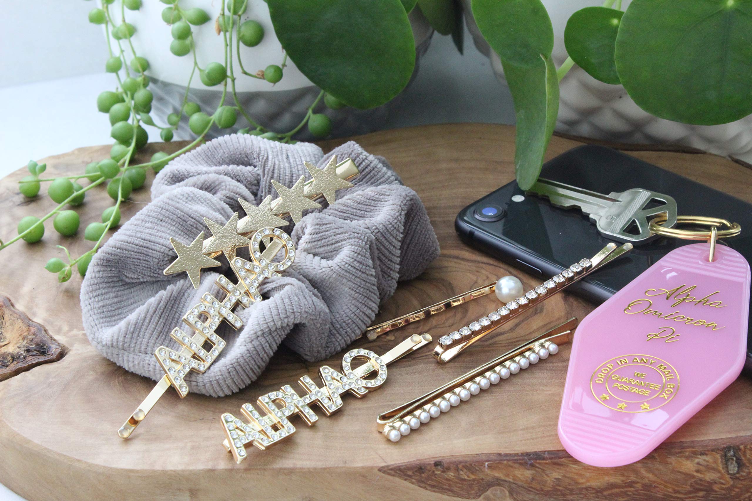 Alpha Omicron Pi Sorority Hair Clips - 6 Pack Hair Barrettes for Women - Perfect for Greek Life, College Events & Sorority Sisterhood Gifts