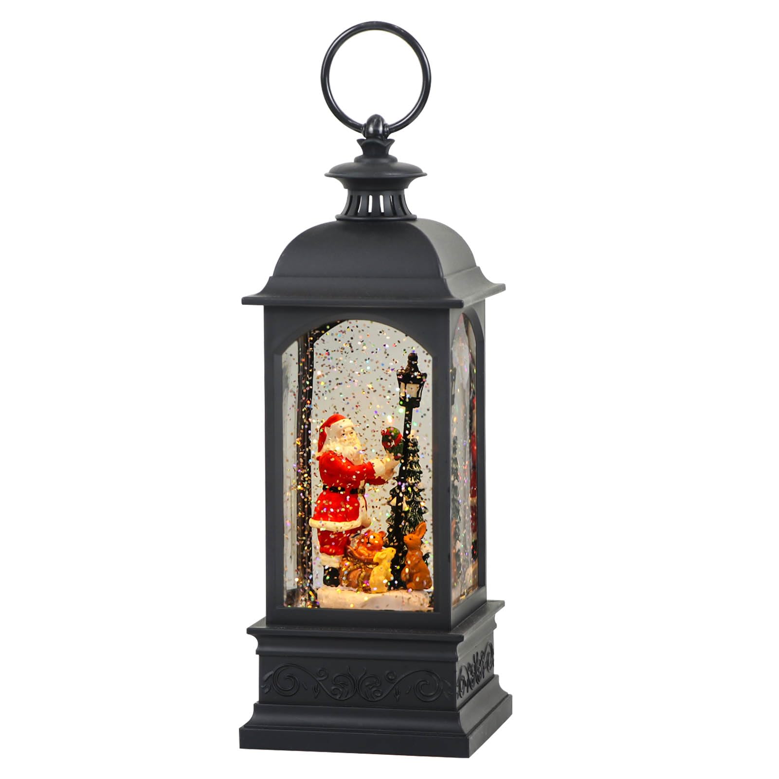 Eldnacele Santa Music Snow Globe Lantern - 6 Hour Timer, Battery & USB Powered, Singing Lighted Christmas Decoration with Swirling Water & Glitter | Perfect for Holiday Home Decor, Gift Giving & Festive Party Ambiance