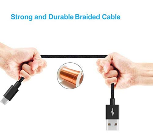 Premium 6ft Braided USB-C to USB-C Cable [Fast Charging & High-Speed Data Sync] - Durable Nylon Cord Compatible with ASUS Zenfone V, ZenFone V Live & BlackBerry Key2 - Perfect for Home, Office & Travel Charging