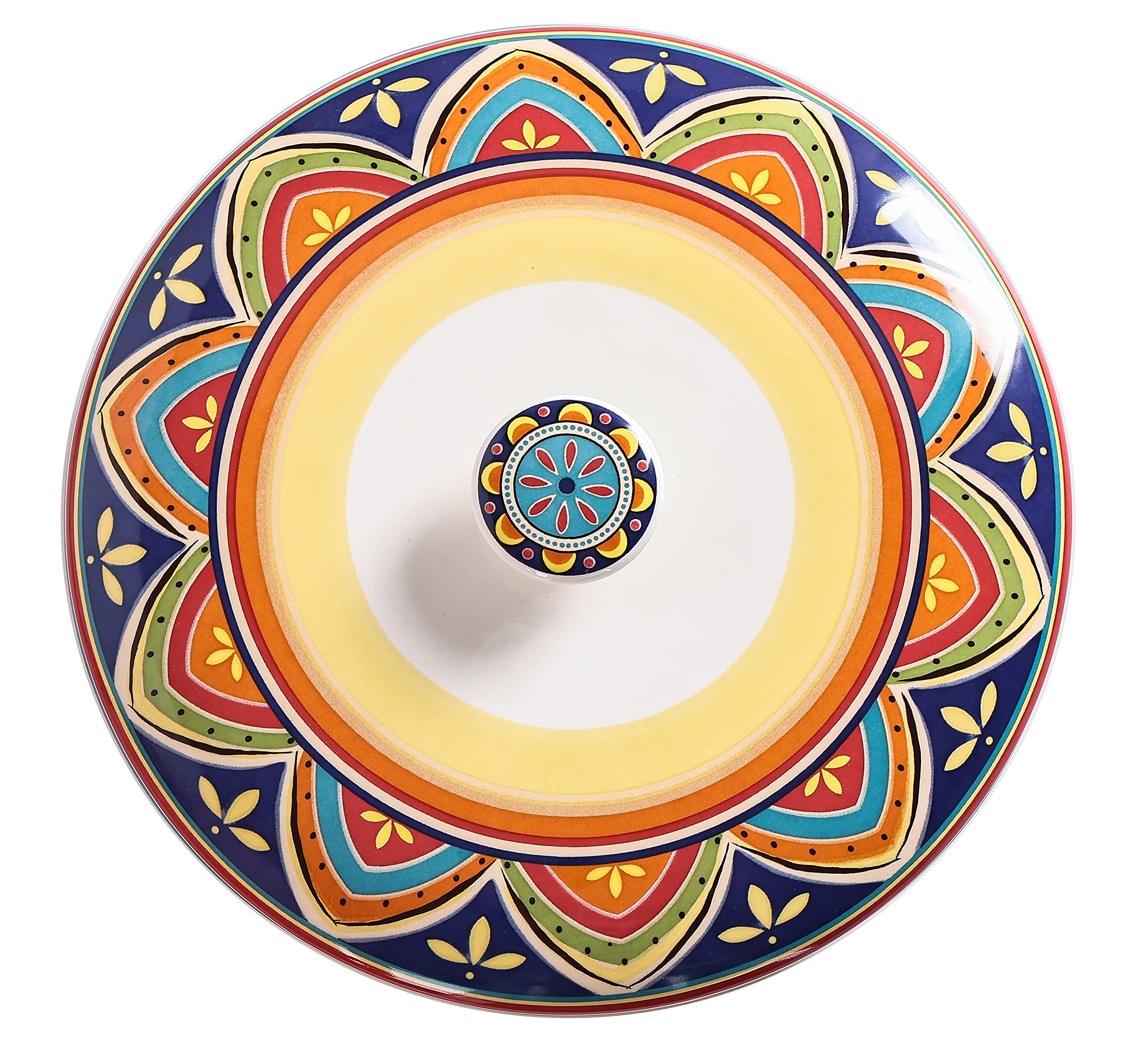Bico Tunisian Ceramic 8.8 Inch Tortilla Warmer with Lid - Microwave & Dishwasher Safe Taco Holder for Mexican Fiesta, Taco Tuesday & Cinco De Mayo - Perfect for Parties, Family Dinners & Taco Nights