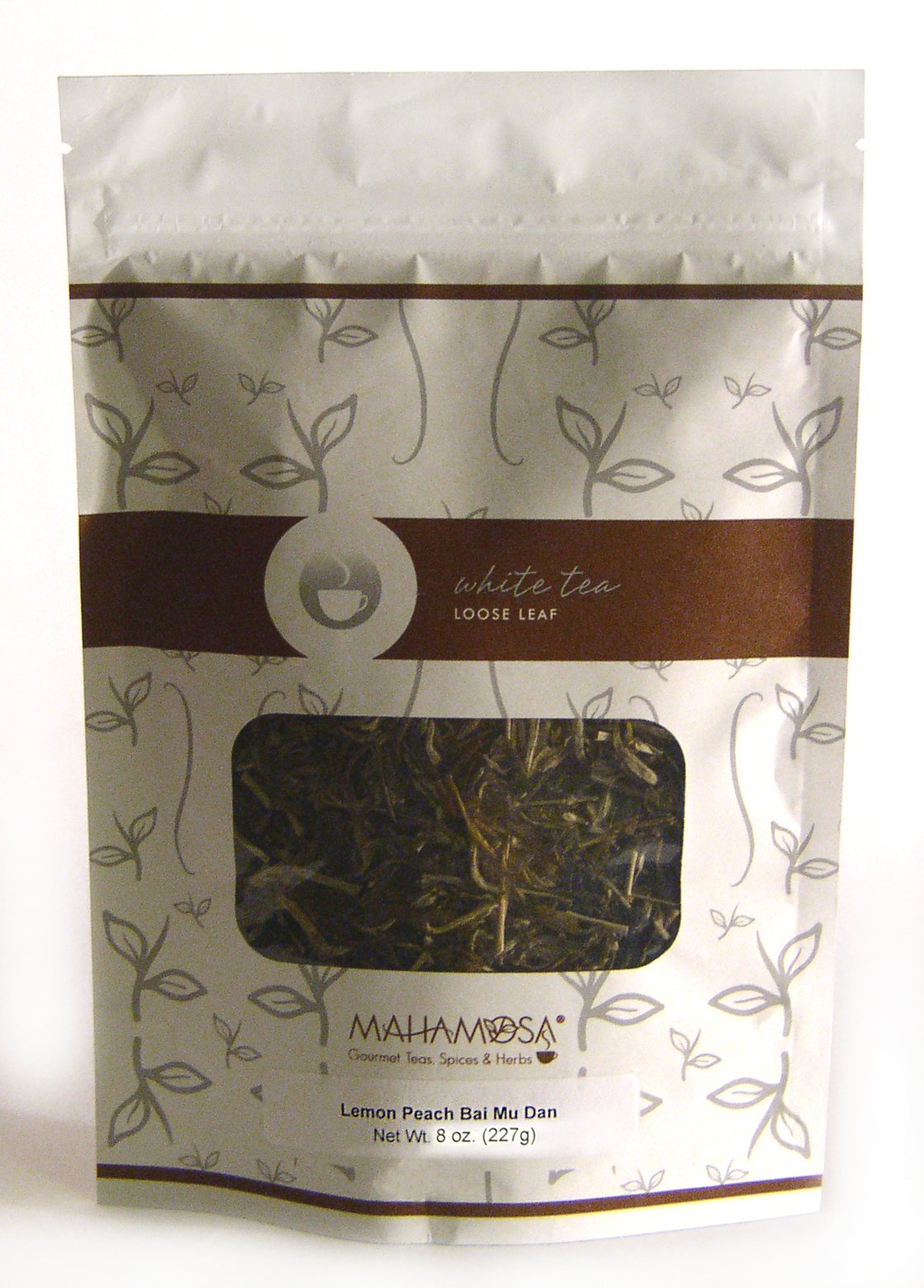 Premium Mahamosa Lemon Peach Bai Mu Dan White Tea & 100 Loose Leaf Tea Filters Bundle - 8oz Organic Pai Mu Tan with Lemongrass & Real Peach Pieces - Perfect for Afternoon Relaxation & Gift Giving