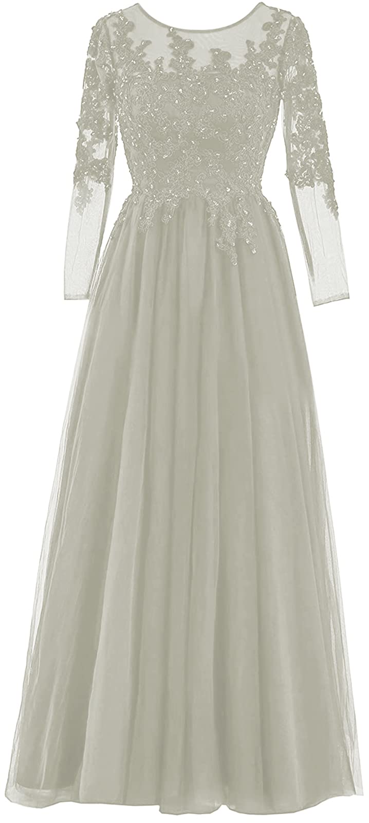 Elegant Mother of The Bride Dress - Long Sleeve Tulle Formal Gown with Lace Appliques for Weddings, Prom & Evening Events | Perfect for Special Occasions & Formal Gatherings