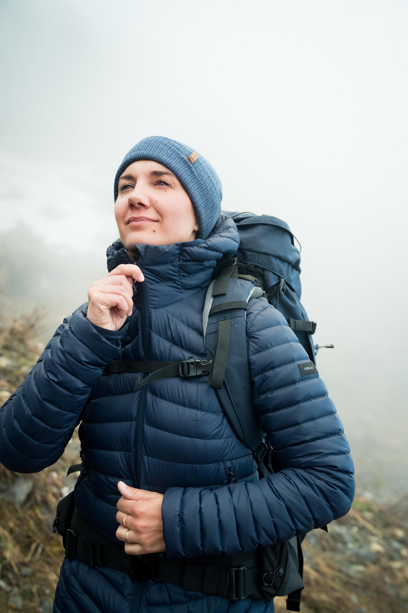 Forclaz Women's MT100 Hooded Down Puffer Jacket - Lightweight Warm Winter Coat for Hiking, Skiing & Outdoor Activities