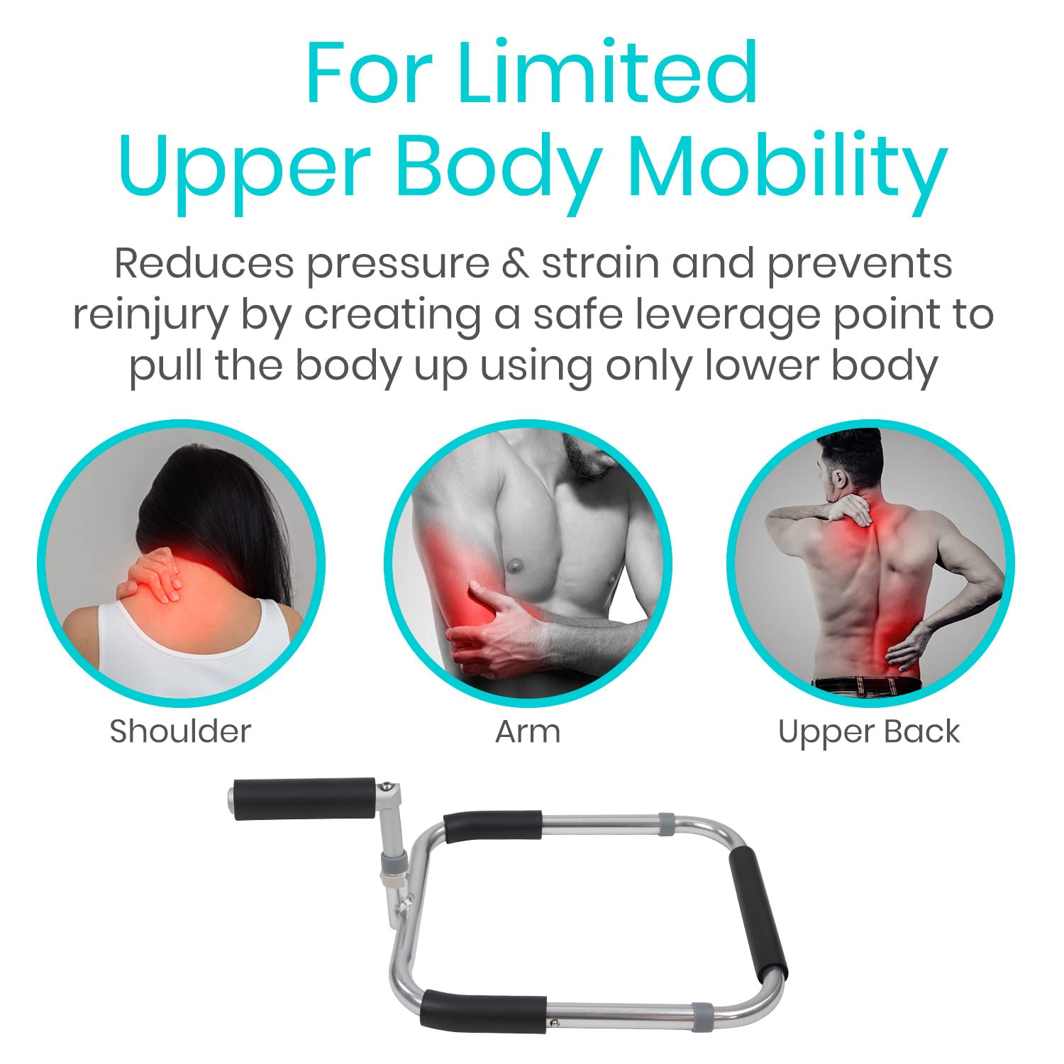 Vive Foot Assist Bed Rail for Elderly Adults - Adjustable Bed Cane & Safety Handle for Seniors - Bed Ladder Pull Up Alternative - Mobility Aid for Getting Out of Bed - Shoulder Injury Recovery Support - Sturdy Bedside Assist Bar for Sitting Up - Ideal for Home Care, Post-Surgery & Elderly Independence