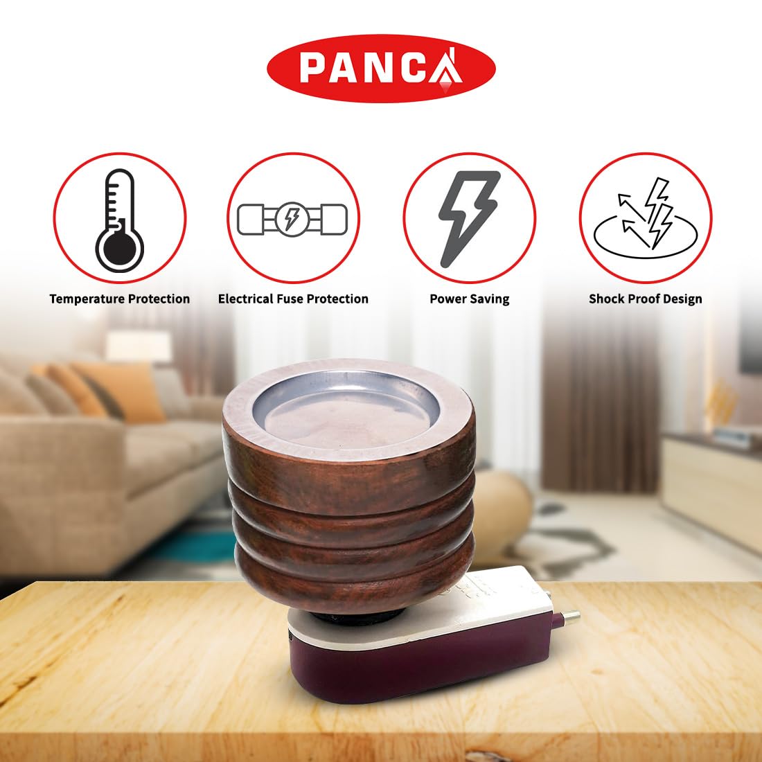 Premium PANCA Kapoor Dani Camphor Diffuser - Wooden Bakhoor Burner for Home Aromatherapy | Cylindrical Brown Incense Holder | Perfect for Meditation, Yoga & Relaxation Spaces