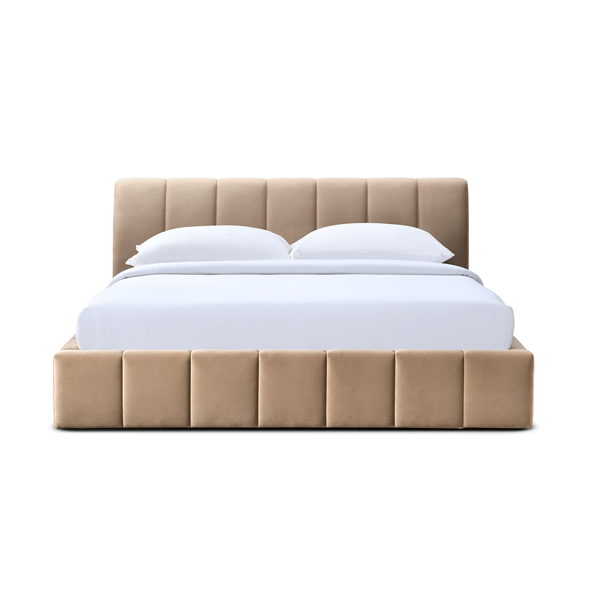 Luxury Allocco Velvet King Size Bed Frame - Sapphire Blue Velvet Upholstered Platform Bed with Wooden Slats | Perfect for Master Bedroom, Guest Room & Modern Home Decor