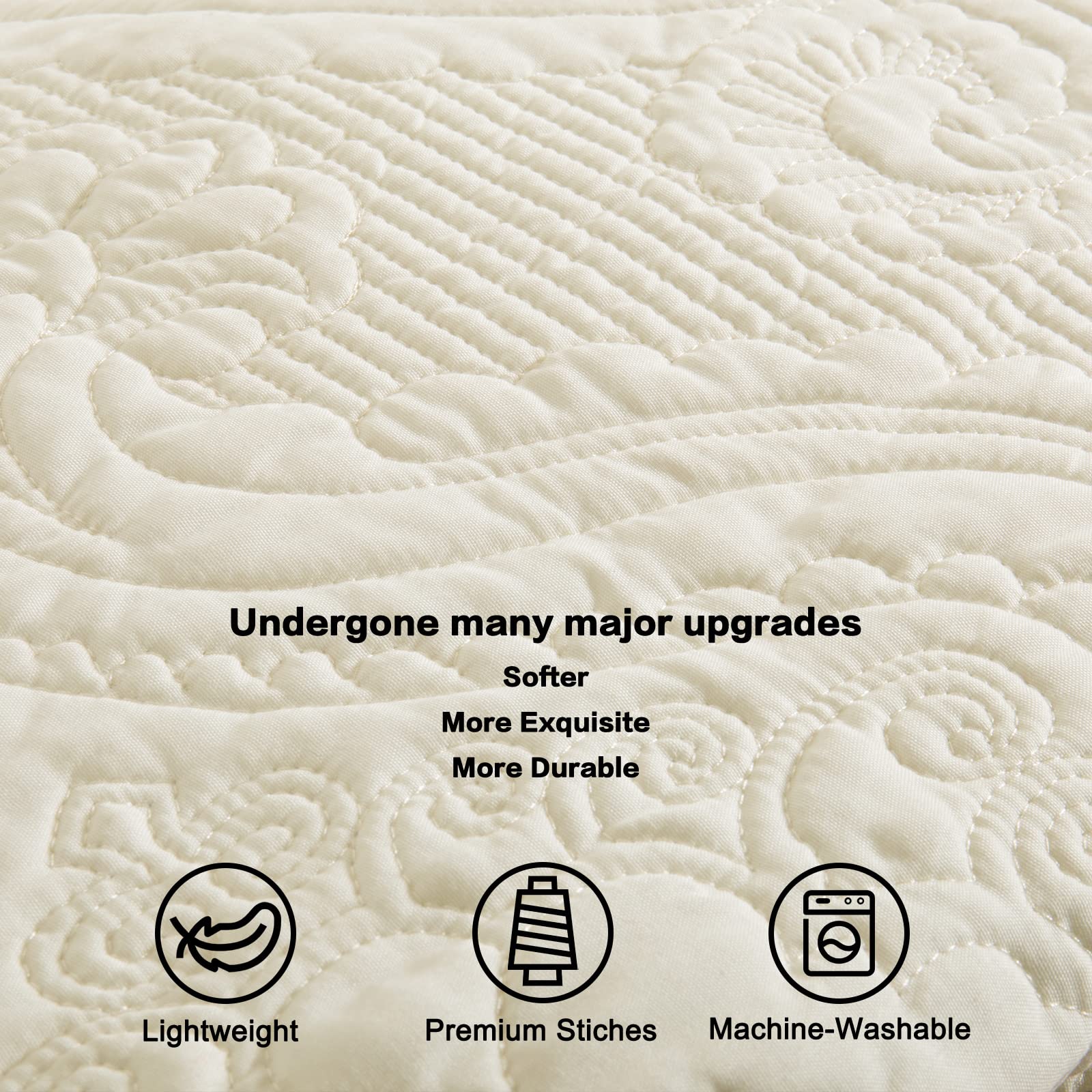 BOSOWOS Quilted Pillow Shams Set of 2 - Soft Breathable Microfiber Standard Size Bed Pillow Covers with Envelope Closure (Light Yellow, 20x26 Inch) for Bedroom Decor, Living Room Accent & Guest Room Styling