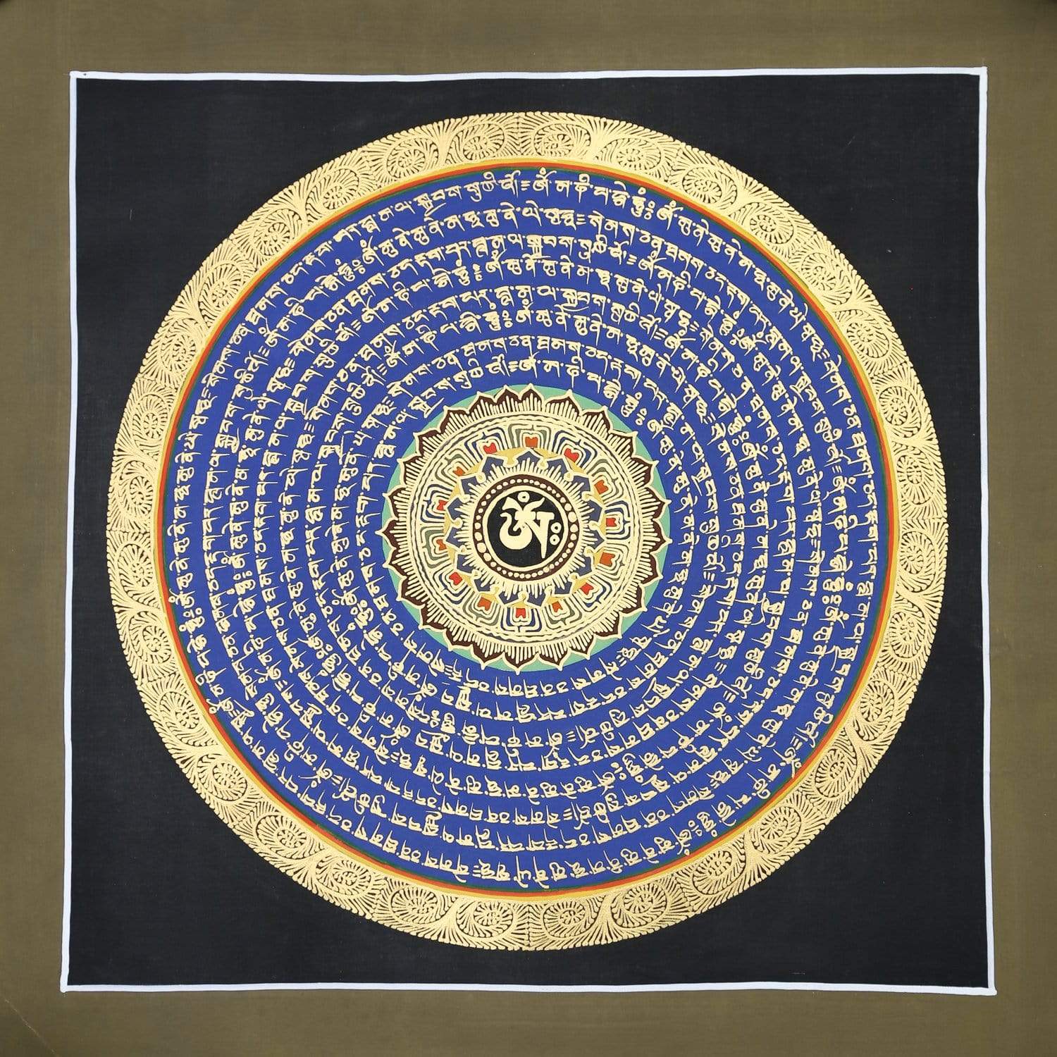 Healing Om Thangka Wall Art - Handmade Tibetan Buddhist Mandala Painting for Meditation, Yoga & Spiritual Decor | Perfect for Home, Office & Sacred Spaces