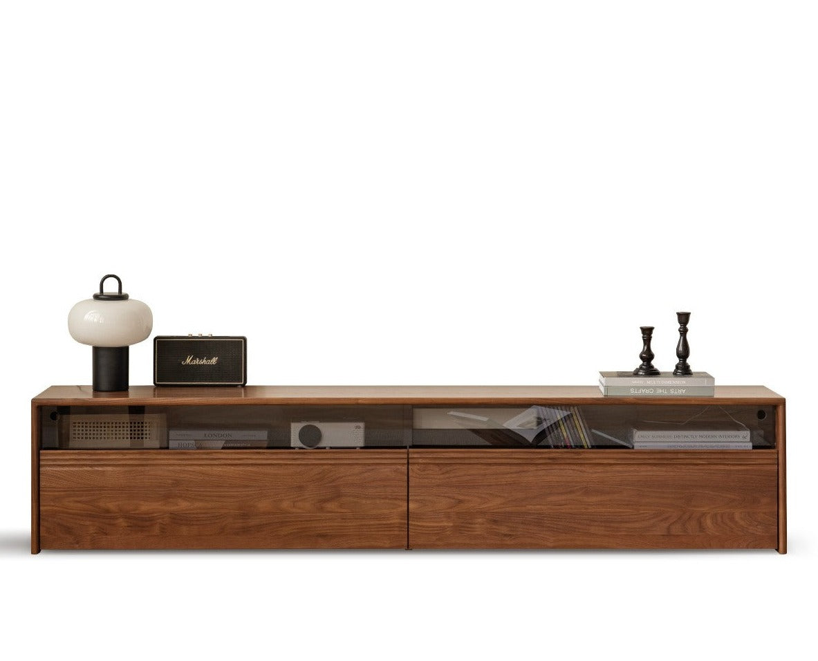 86.6x15x16.3 inch/ 220x38x41.5cm/ Rich Dark Walnut Color / Black Walnut TV cabinet