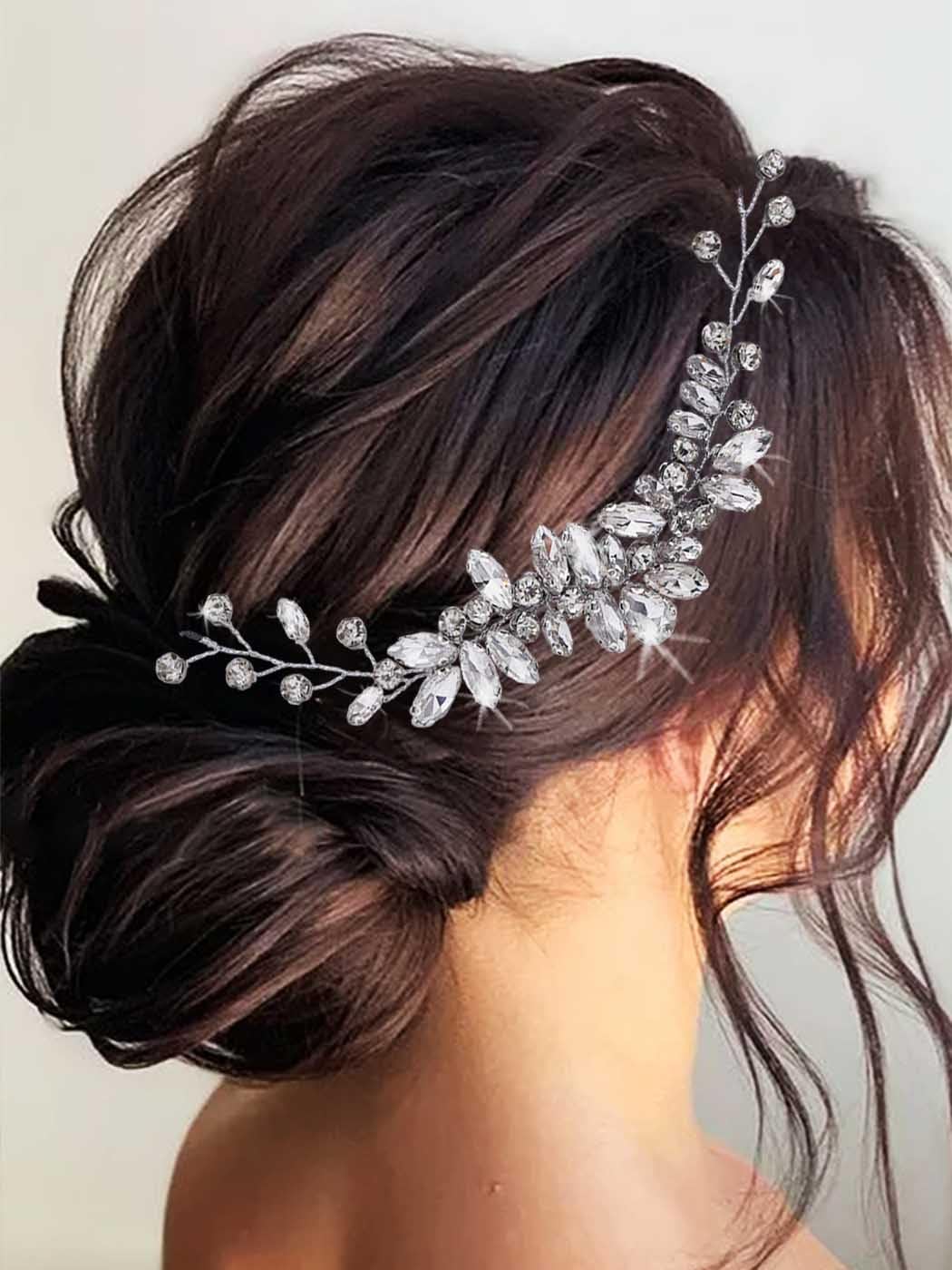Sparkling Silver Rhinestone Bridal Hair Vine - Crystal Wedding Headpiece for Women & Girls | Elegant Bride Hair Accessories for Weddings, Prom & Special Occasions