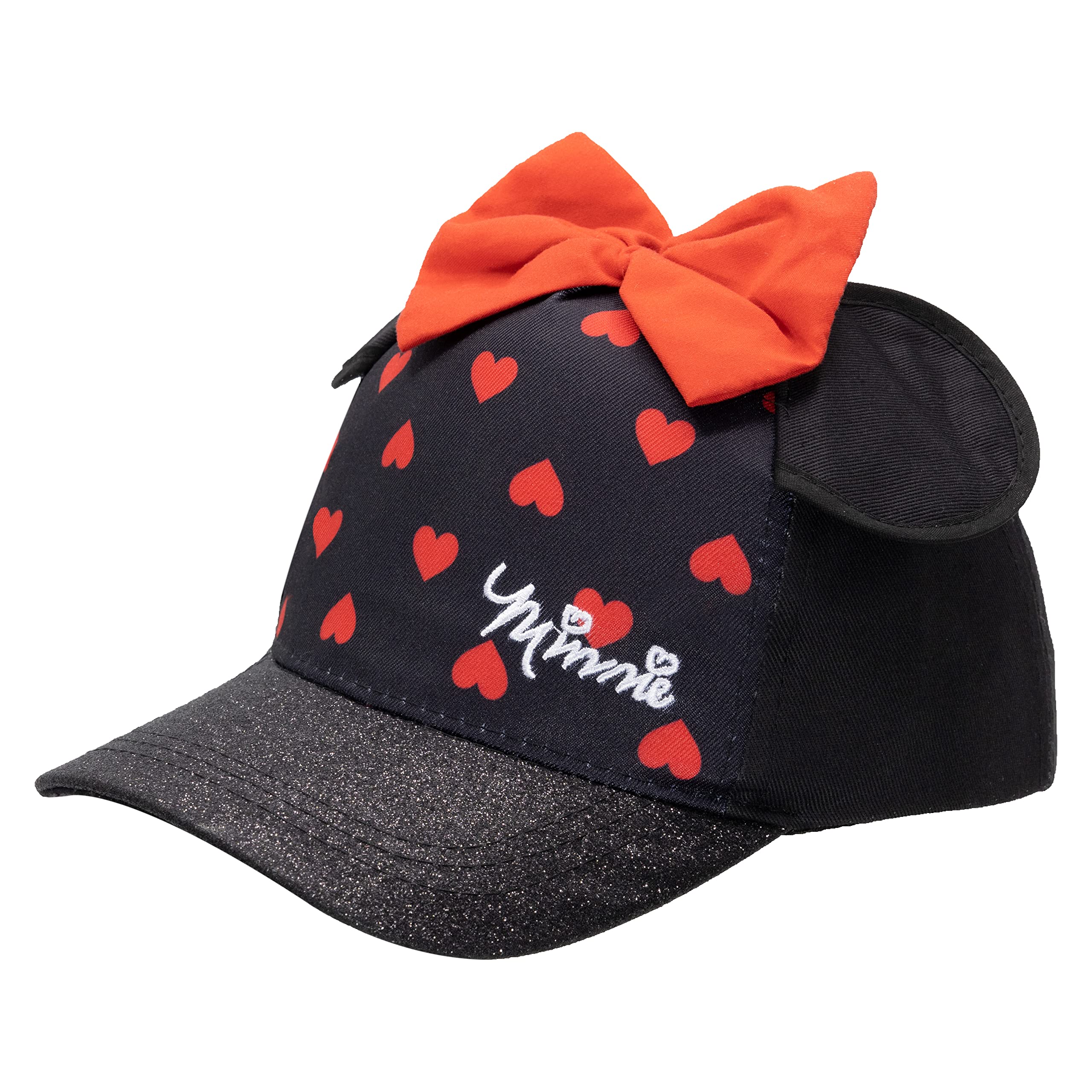 Minnie Mouse Baseball Cap for Girls Ages 3-9 - Adjustable Disney Ears Hat with Bow - Perfect for Disney Parks, Birthday Parties & Everyday Play
