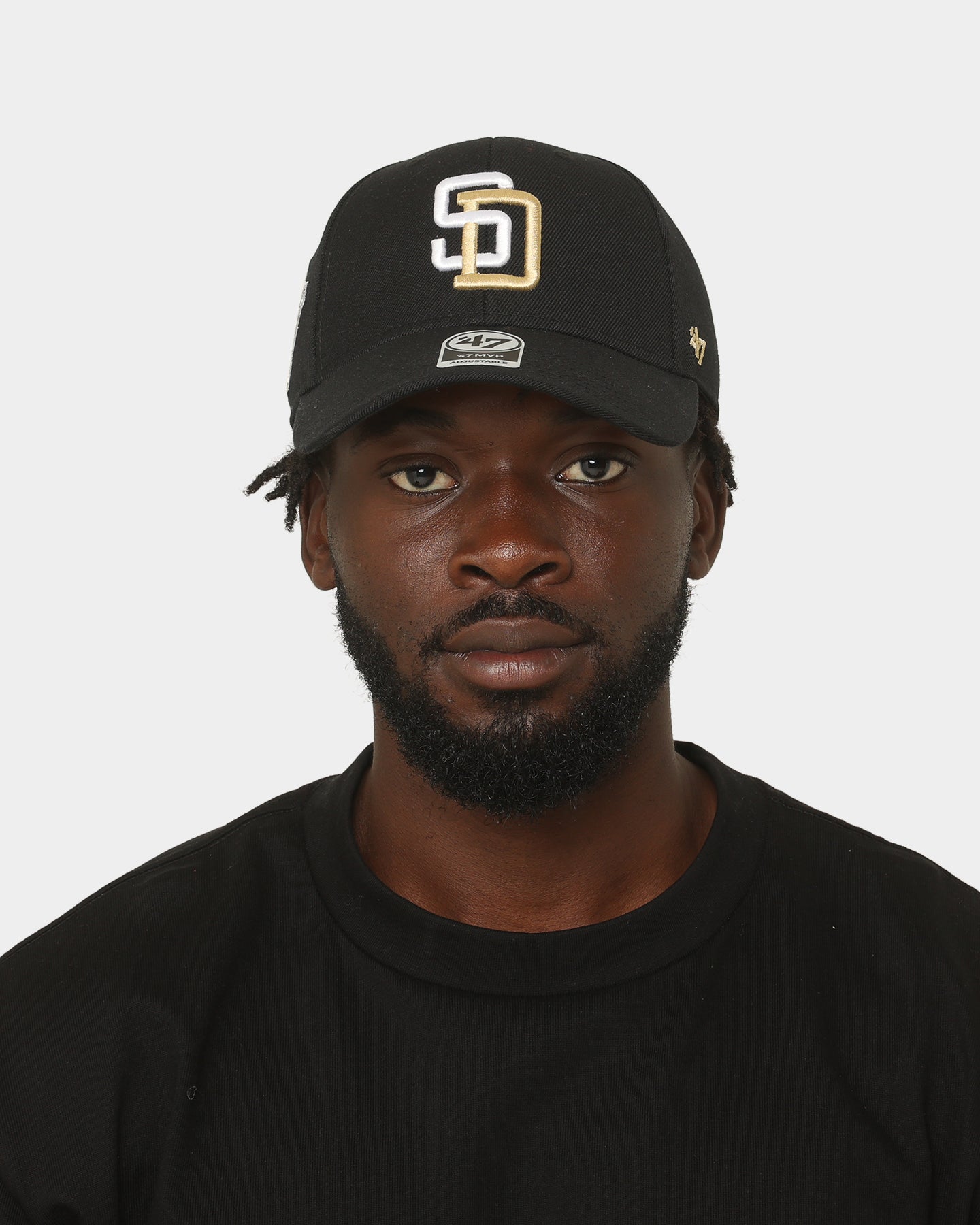 47 Brand San Diego Padres Sure Shot 47 MVP DT Snapback Black Hat - Adjustable Baseball Cap for Men & Women - Perfect for Sports Fans, Casual Wear & Outdoor Activities