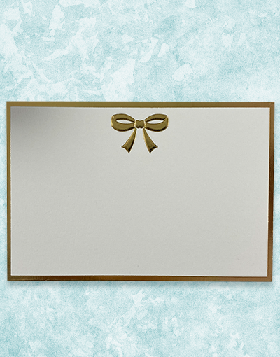 Elegant Gold Bow Flat Correspondence Cards - Premium Stationery for Weddings, Parties & Special Occasions