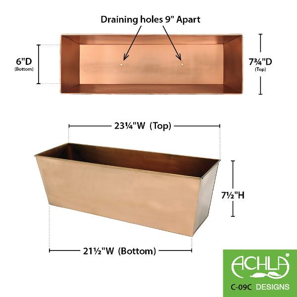 Rustic Plain Copper Flower Box - Handcrafted Copper Window Planter Box for Indoor & Outdoor Decor - Perfect for Windowsills, Gardens, and Home Decor
