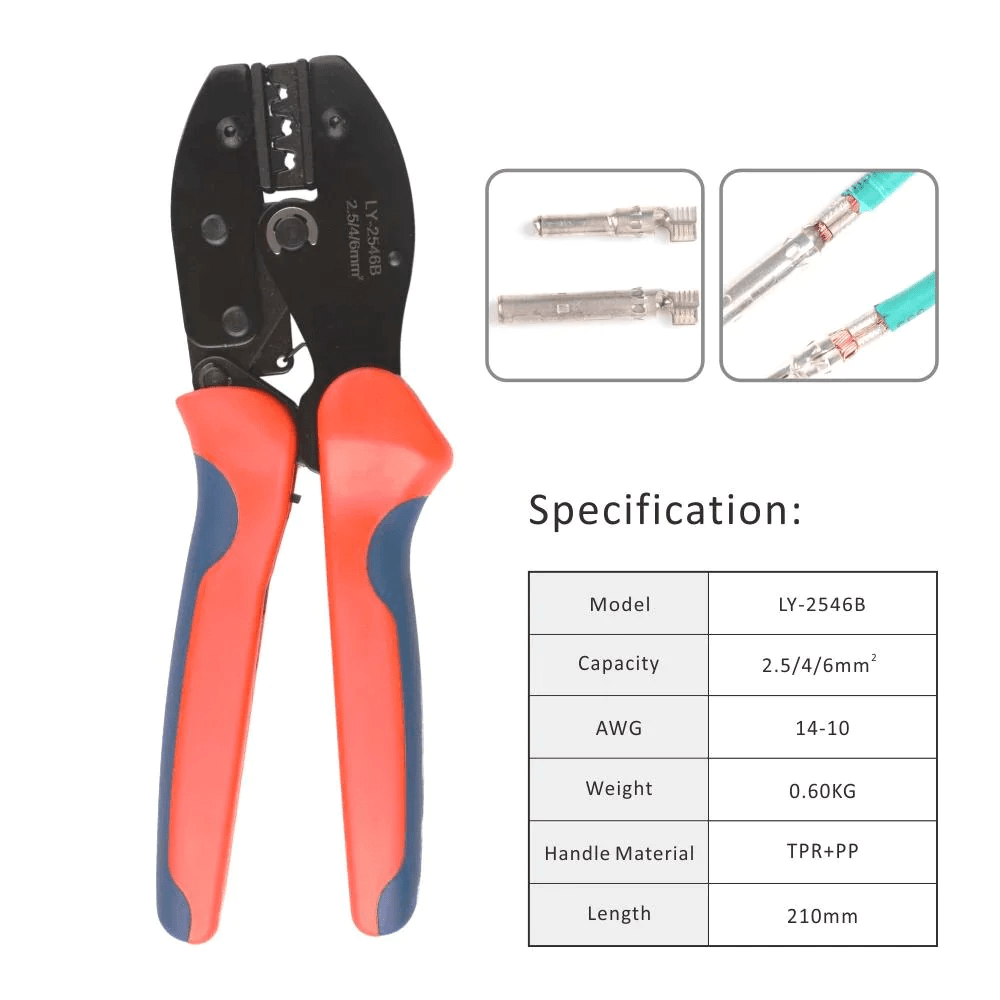 LY 2546B Solar PV Cable Crimping Tool for AWG14-10 (2.5/4/6mm²) Solar Connectors - Professional Solar Panel Installation Tool for MC4, PV, and Renewable Energy Projects