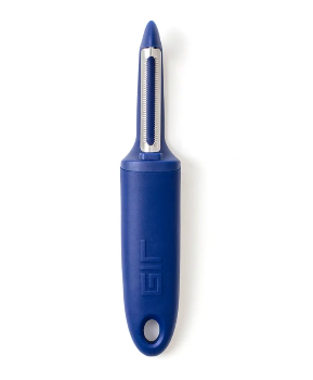 GIR Premium Serrated Peeler with Ergonomic Handle - Navy Blue - Perfect for Peeling Fruits, Vegetables & Citrus in Professional Kitchens & Home Cooking