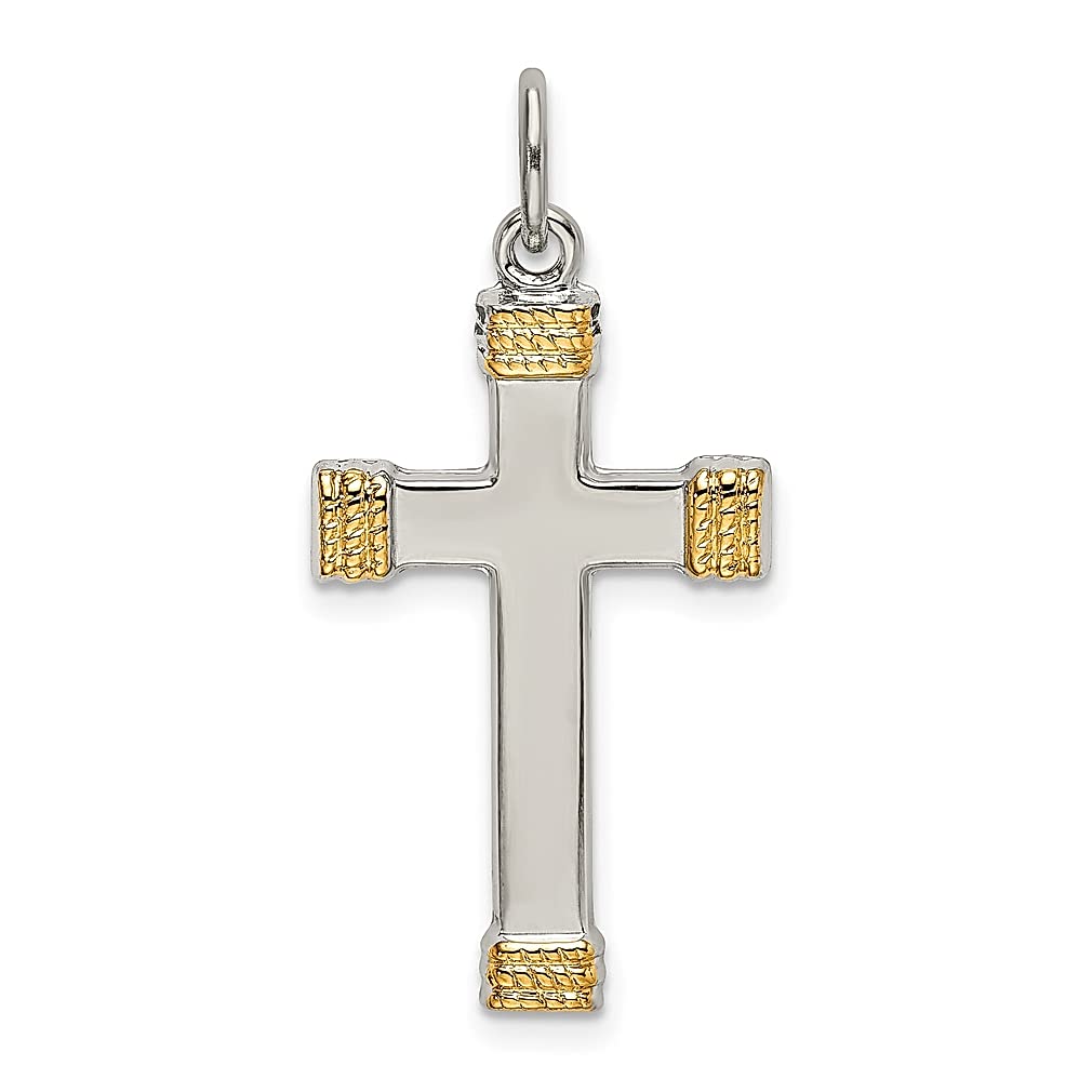 925 Sterling Silver & Gold Plated Cross Pendant Necklace for Women - Religious Latin Charm Jewelry - Perfect Gift for Her - Ideal for Church, Weddings & Everyday Wear