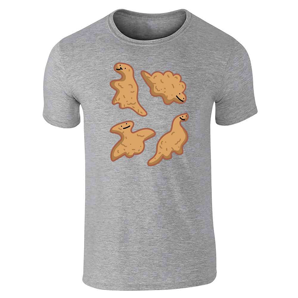 Funny Kawaii Dino Nuggets Graphic T-Shirt for Men - Cute Dinosaur Chicken Nugget Design Casual Tee - Perfect for Gaming, Anime Conventions & Dinosaur Lovers