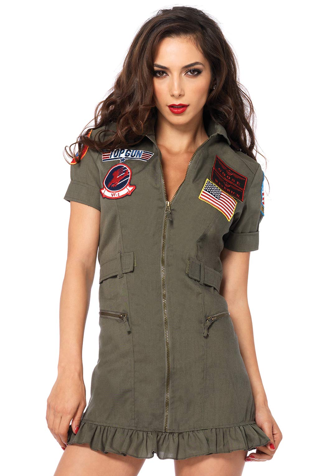 Leg Avenue Women's Licensed Top Gun Flight Dress Costume - Maverick Inspired Pilot Outfit for Halloween, Cosplay & Theme Parties