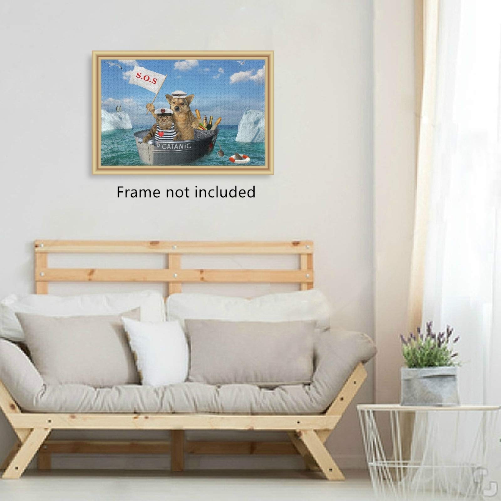 500-Piece Funny Cat & Dog Jigsaw Puzzle - Drifting Shipwreck Image - DIY Wall Art for Adults & Teens - Stress Relief & Brain Teaser Game - Perfect for Family Game Night & Home Decor