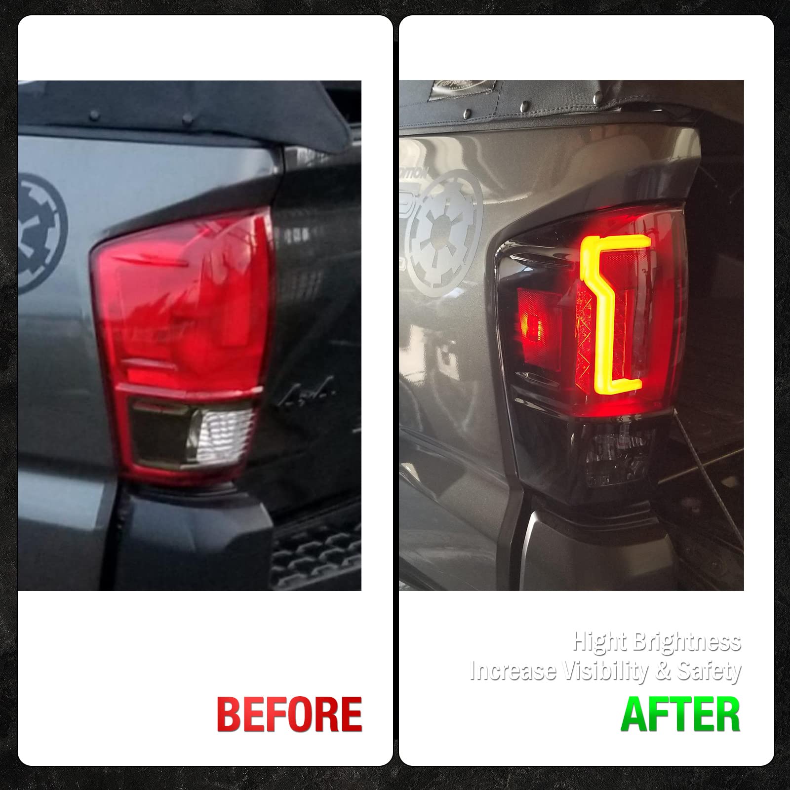 AUTOWIKI LED Tail Lights for 2016-2023 Toyota Tacoma - Black Housing & Smoke Lens Replacement Pair (Driver & Passenger Side) - Perfect for Night Driving & Enhanced Safety