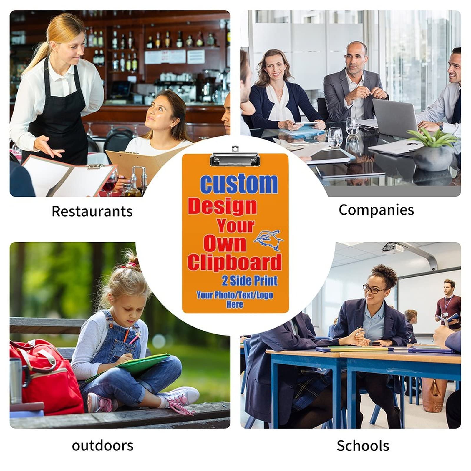 Custom Personalized Clipboard with Photo, Logo & Text - A4 Letter Size Clip Board Paper Holder for Office, Work, School, Gift - Perfect for Daily Use, Meetings & Presentations (Dark Orange)