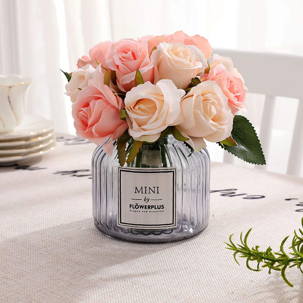 Lucare 12-Pack Artificial Rose Bouquet - Champagne Color Silk Flowers for Wedding, Home, Party & Stage Decor - Realistic Fake Roses for Centerpieces, Table Arrangements & Garden Decoration