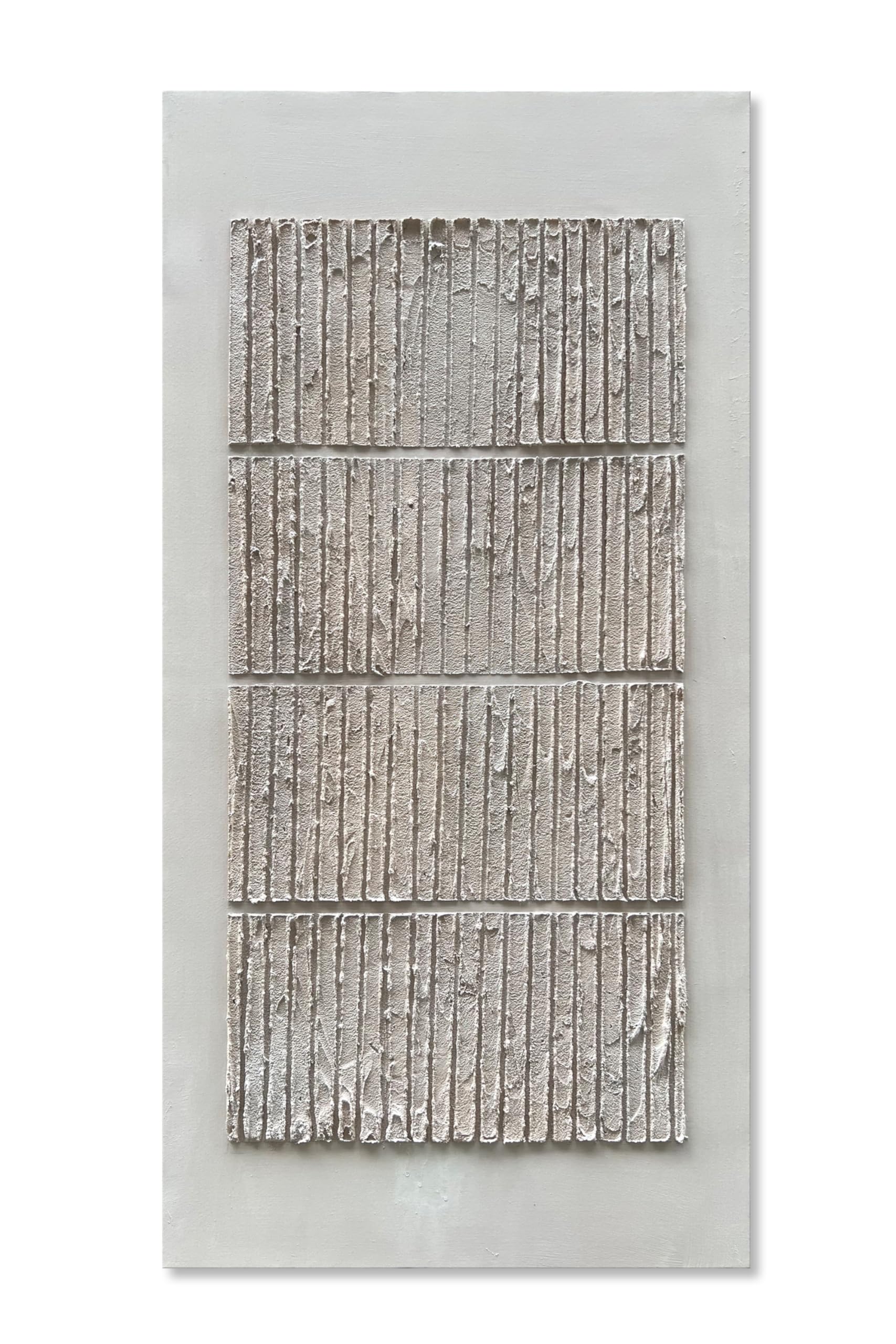 Hand-Painted White Thick Texture Abstract Oil Painting 24x48 Inch - Contemporary Minimalist Wall Art for Living Room, Bedroom & Office Decor