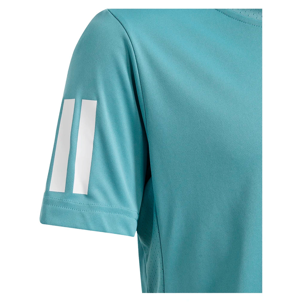 Boys' Club 3 Stripe Tennis Tee - Powder Teal Color | Comfortable Cotton T-Shirt for Kids Sports & Casual Wear