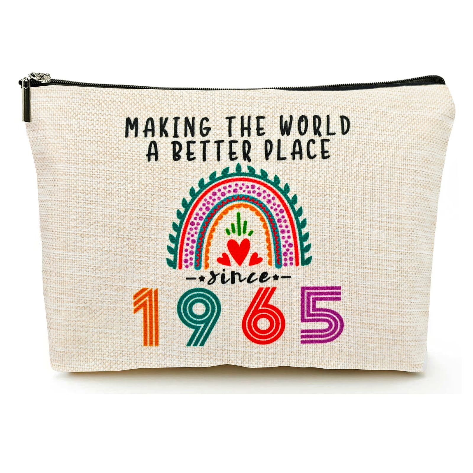 60th Birthday Gifts for Women - Elegant Makeup Travel Bag | 1965 Themed Anniversary Gift for Wife, Mom, Mother's Day & Christmas | Perfect Cosmetic Pouch for Travel, Spa Days & Special Occasions