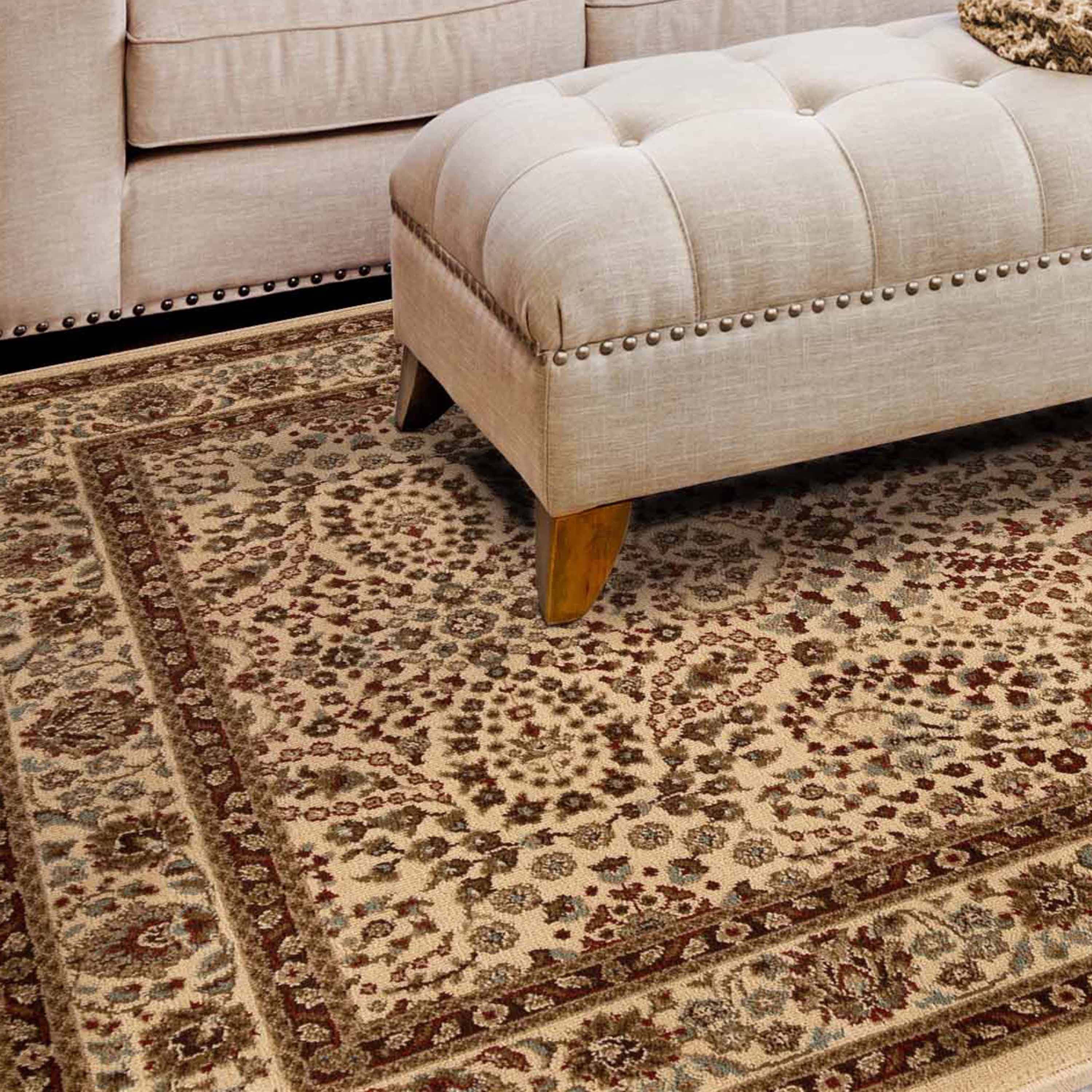 Handmade Oriental Floral Scroll Area Rug - Non-Slip Traditional Indoor Carpet for Living Room, Bedroom, Hallway | Boho Home Decor & Meditation Space Accent