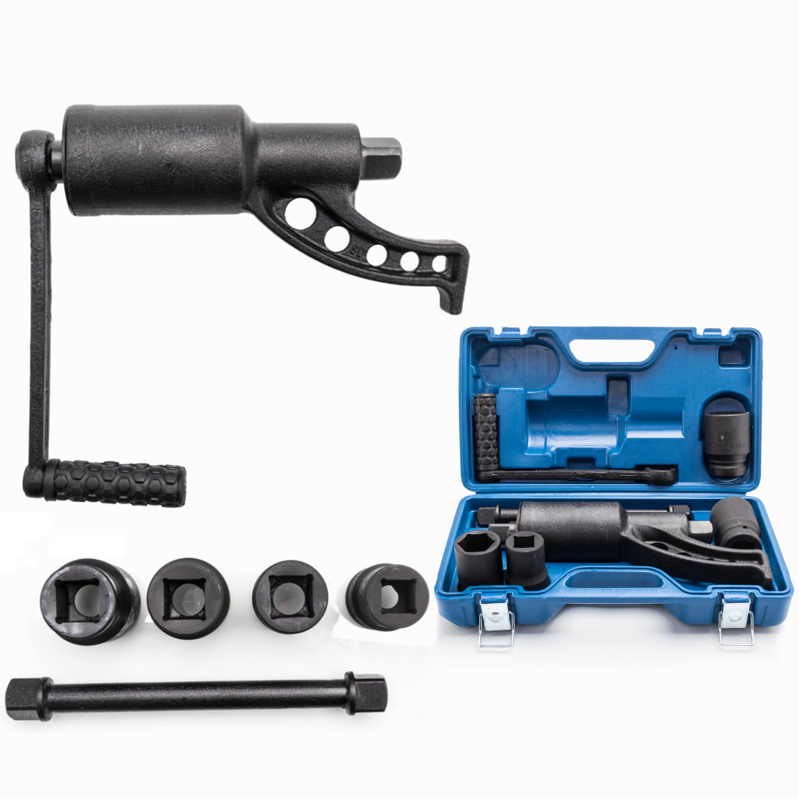 Heavy Duty Torque Multiplier Wrench Set - 4pc Socket Kit (41mm, 38mm, 33mm, 21mm) - Lug Nut Remover & Torque Amplifier for Truck, RV & Auto Repair - Labor Saving Tool for Mechanics & DIY Enthusiasts