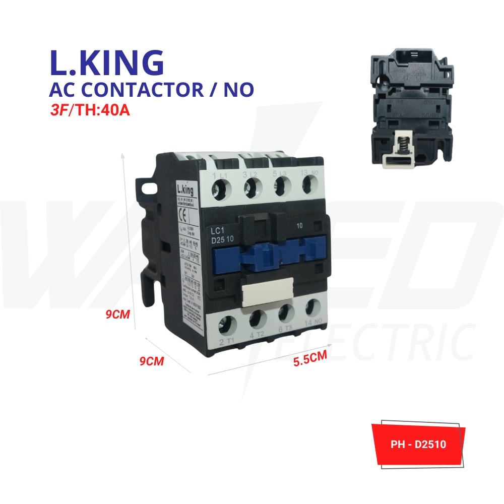 LKING 3P 40A Normally Open AC Contactor - Heavy Duty Electrical Switch for HVAC, Pumps, and Industrial Equipment