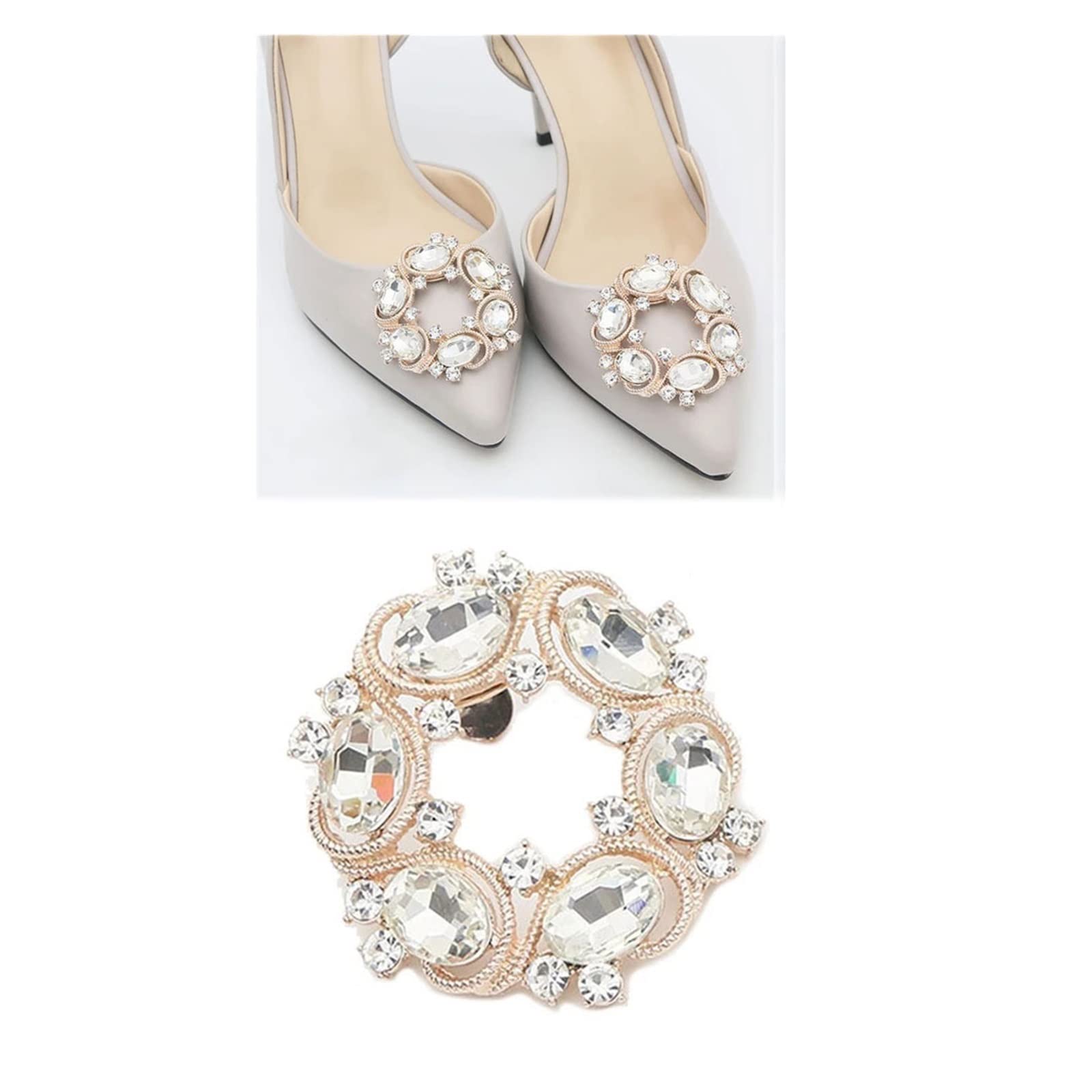 2Pcs Rhinestone High Heel Shoe Clips - Wedding Bride Accessories with Flower Charm Buckle for Women | Perfect for Bridal Shoes, Prom, Party & Special Occasions (Color: B, One Size)