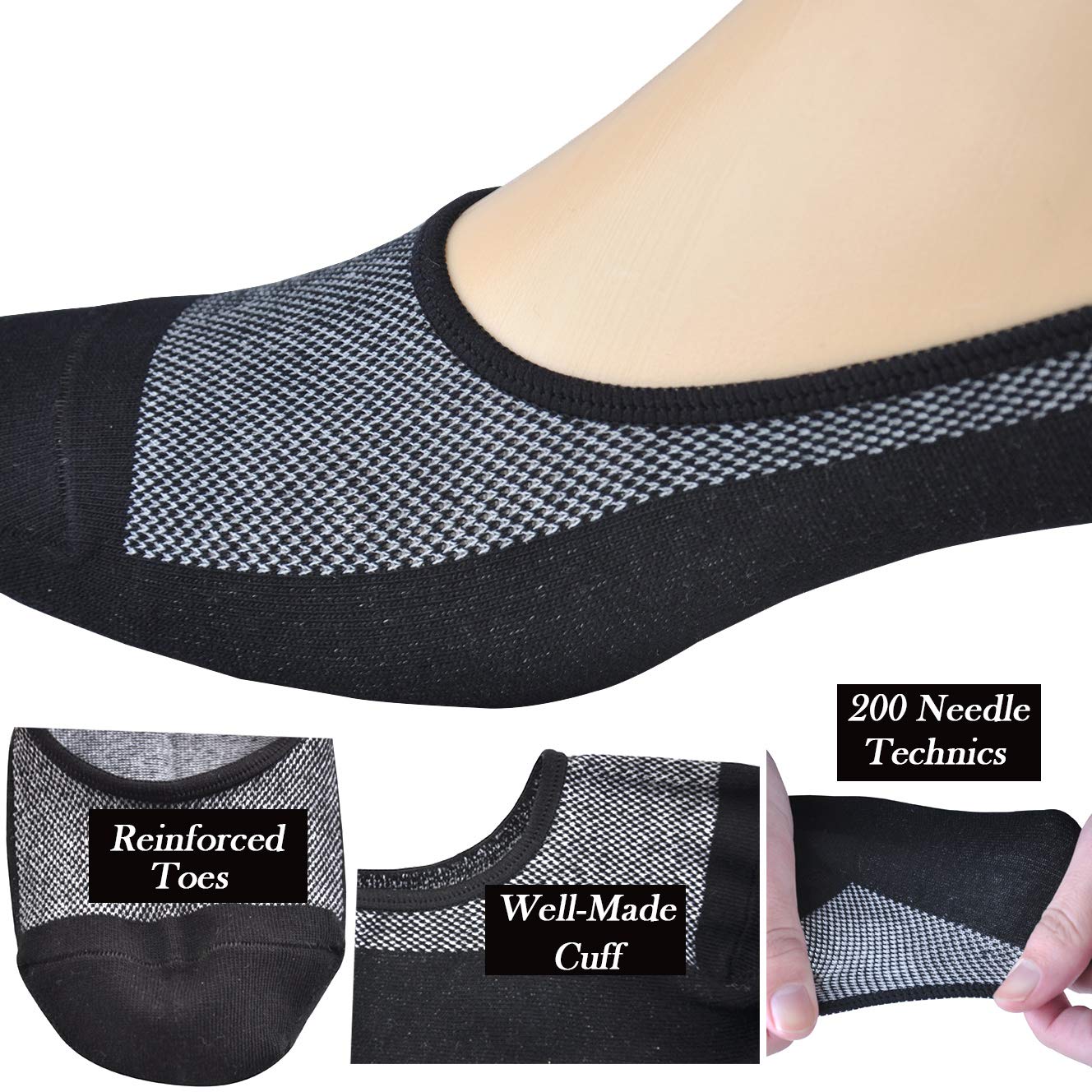 JORMATT Genuine Men's No Show Socks - Low Cut Cotton Loafer & Sneaker Socks with Non-Slip Grips - Breathable & Comfortable for Casual Wear, Work, and Sports