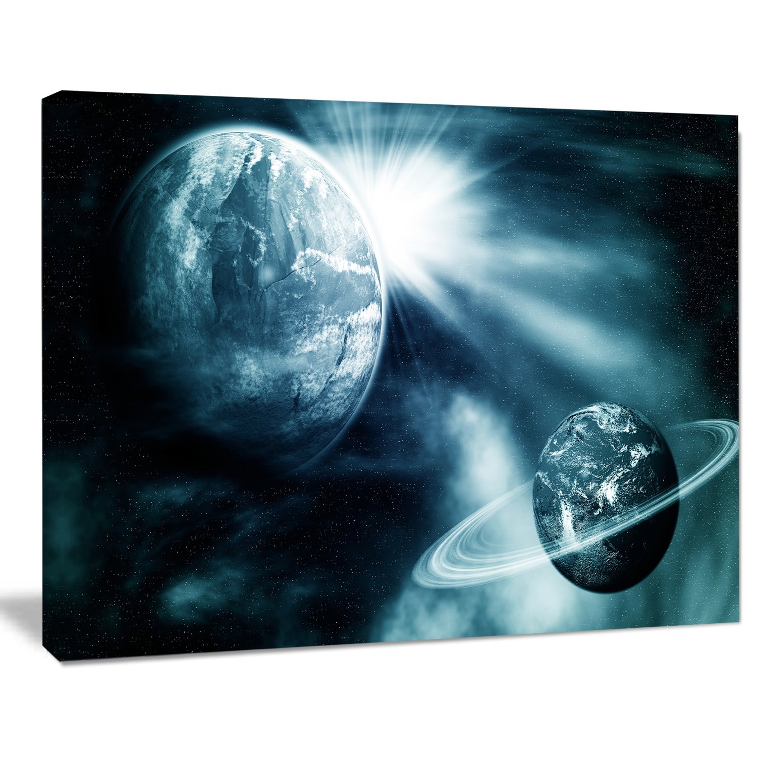 Two Planets Space View Canvas Art Print - Stunning Galaxy Wall Decor for Living Room, Bedroom & Office